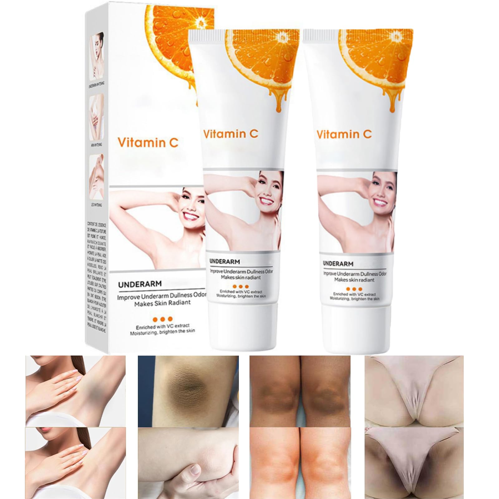 Crema Blanqueadora para Partes Intimas, Aclarador de Axilas y Partes Intimas, Crema para Aclarar Axilas, Partes Intimas, Entrepierna, Codos, Piernas Zonas, Rodillas Cuello - 50ML/1.77OZ (2 PCS)