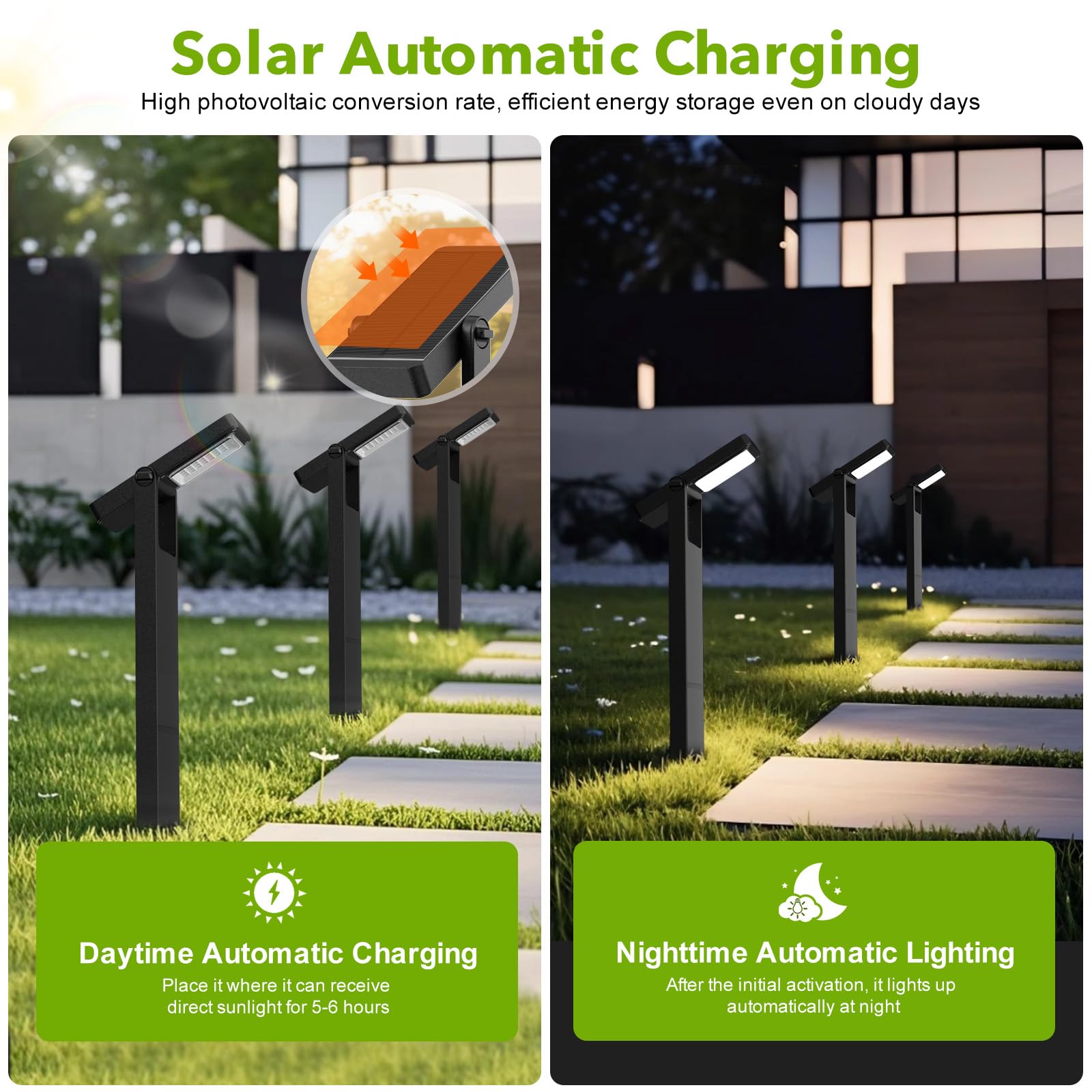 OUSFOT Zewnętrzna lampa solarna do ogrodu, 6 sztuk, 40 diod LED, zewnętrzna lampa solarna z dwoma poziomami jasności, wodoszczelność IP65, zewnętrzny zacisk oświetleniowy do ogrodu, na podwórko
