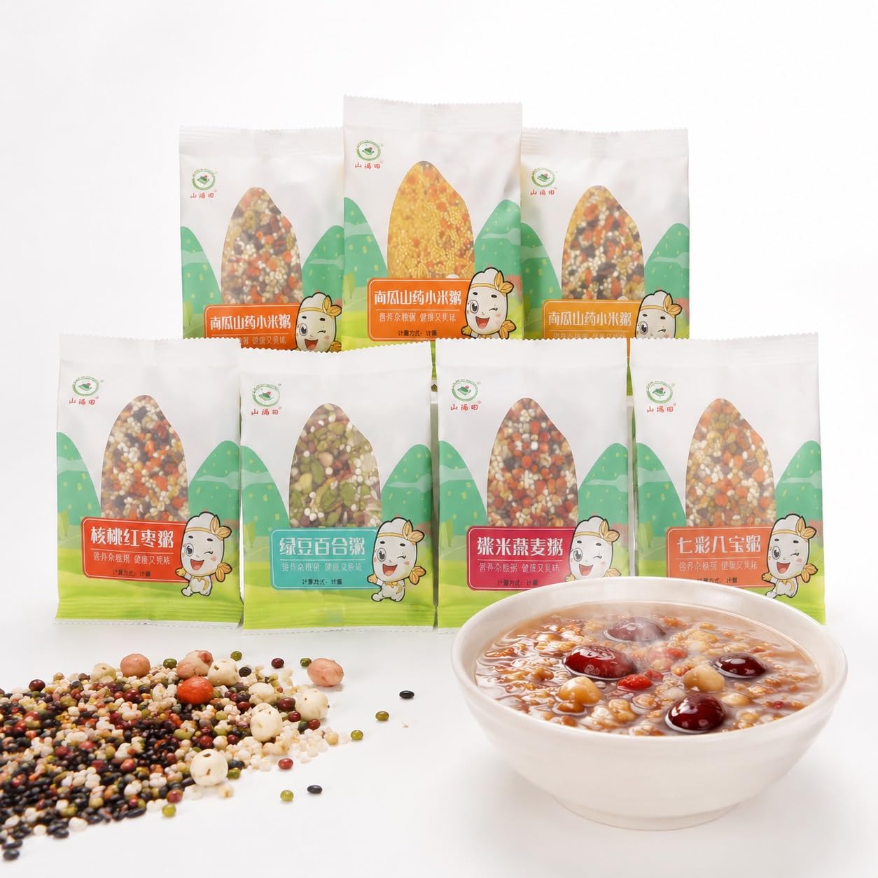 7 confezioni di mix di congee multicereali, 120 g for busta di porridge di cereali integrali assortiti for la colazione