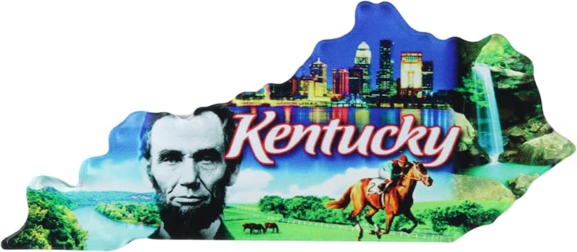 Acrylic Kentucky Magnet The Bluegrass State, Collectible Souvenir, 4 x 2 Inches
