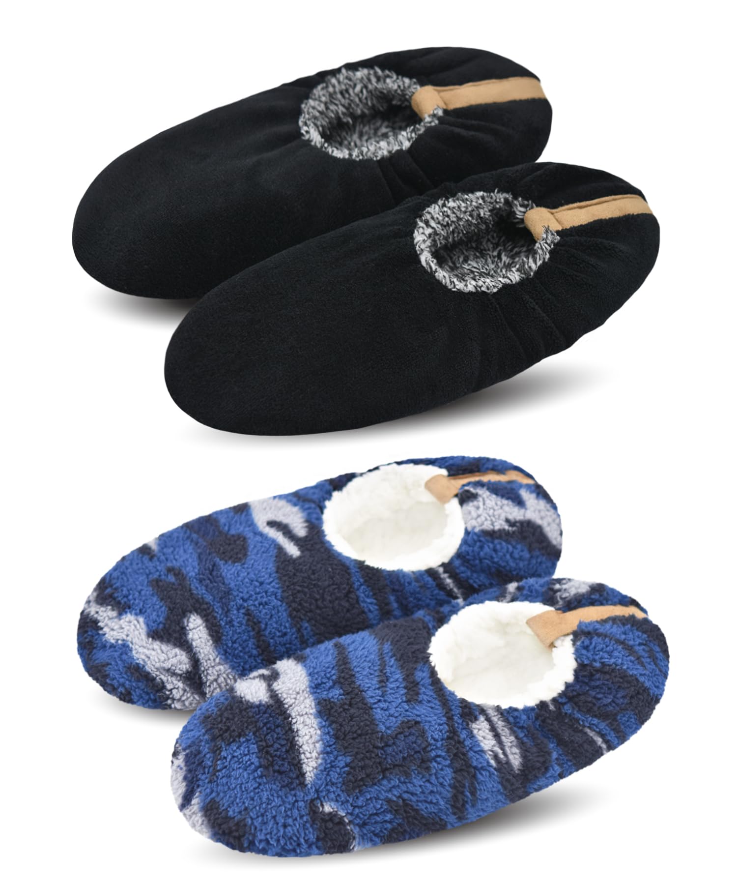 DICUIRD Men’s Fuzzy Sherpa Lined Slipper Socks Non-Skid Gripper Soft Sole