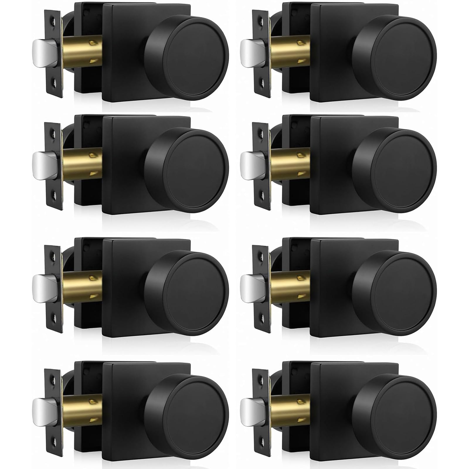 Haidms Black Passage Door Knobs Interior Heavy Duty Zinc-Alloy (8 Pack)
