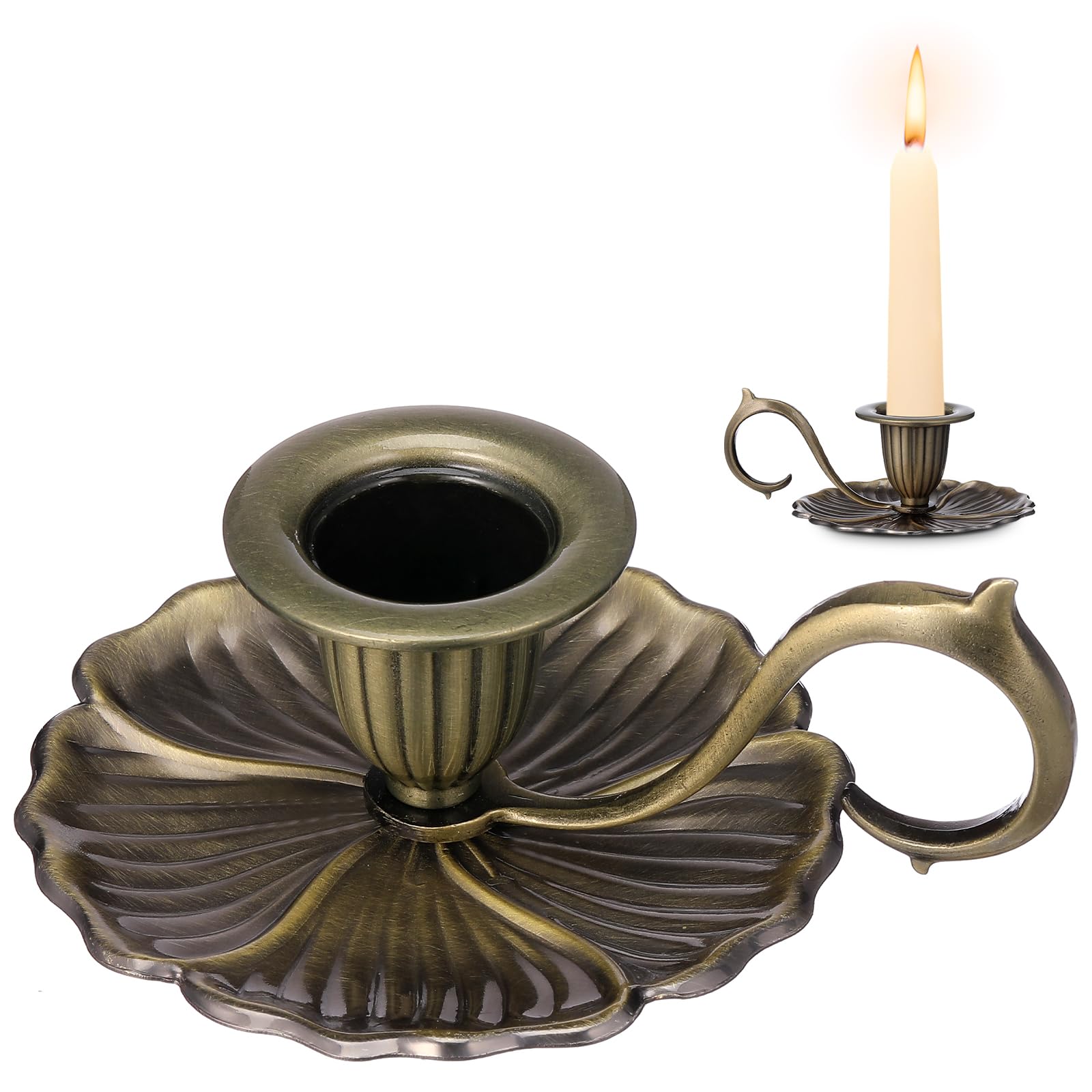 Bougeoir conique en bronze bleu-vert de style européen antique