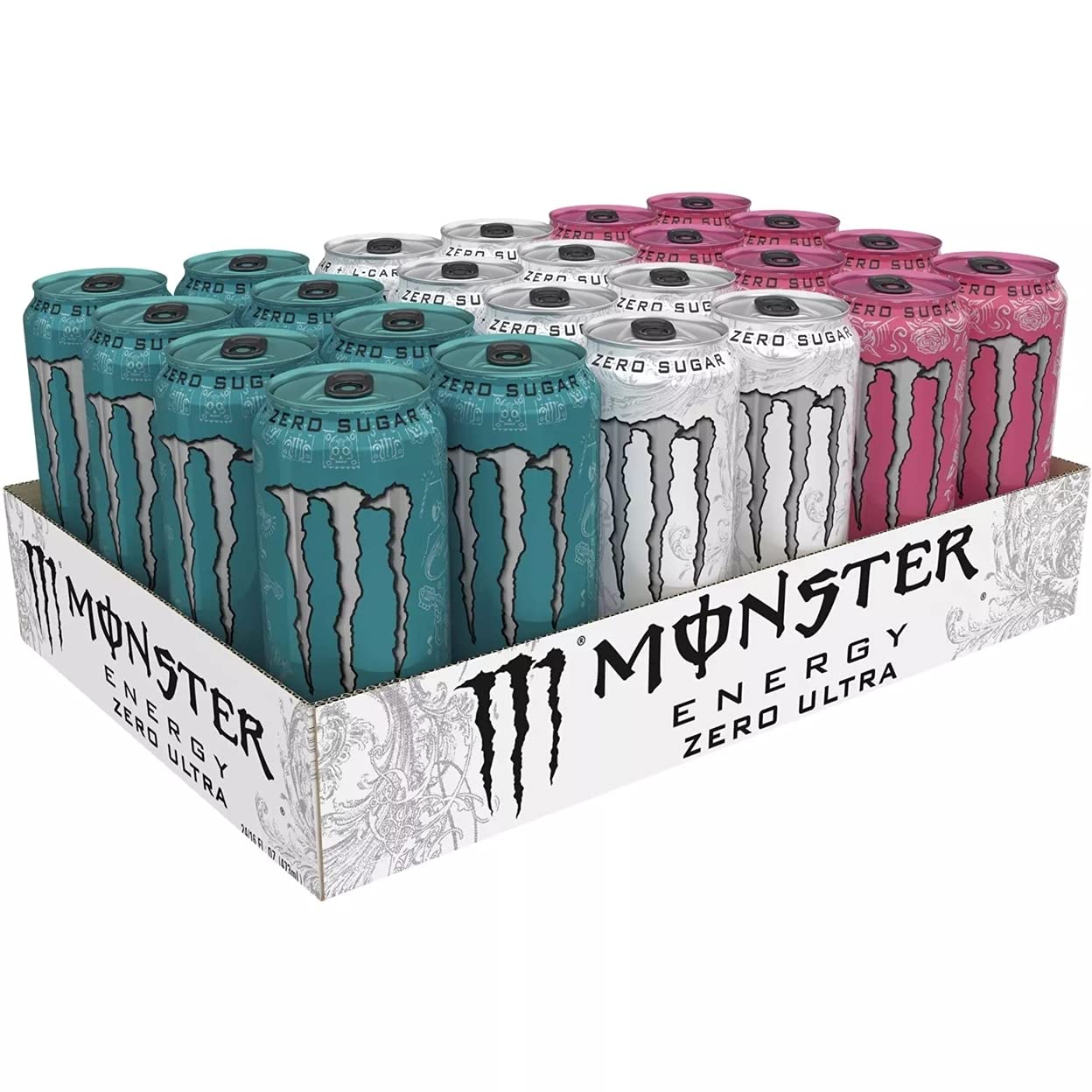 Monster Mix Energy Ultra Variety Pack Zero Ultra, Fiesta & Rosa (16 Fl. Oz., 24 Pk.) Net Wt 384 Fl Oz