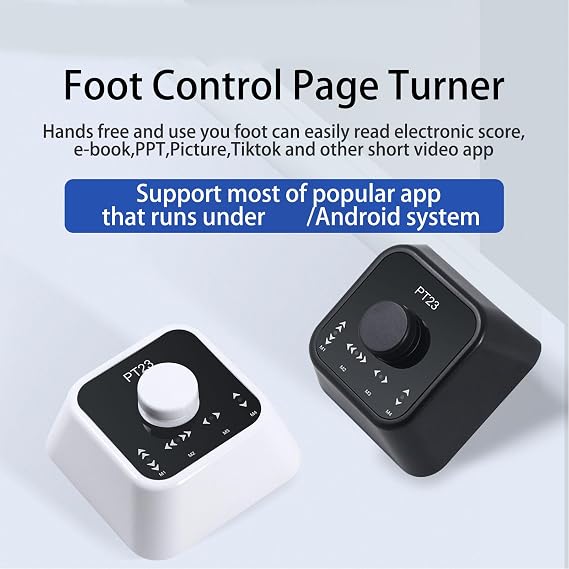 PT23A Bluetooth Page Turner Pedal, Programmable Keypad Footswitch, Multimedia Controller for Computer and Mobile Phone