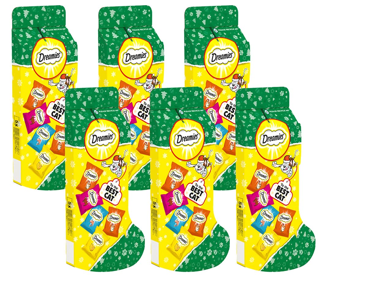 Dreamies Katzen-Leckerlis für ausgewachsene Katzen, 5 x 30 g Beutel (6 x Strümpfe)