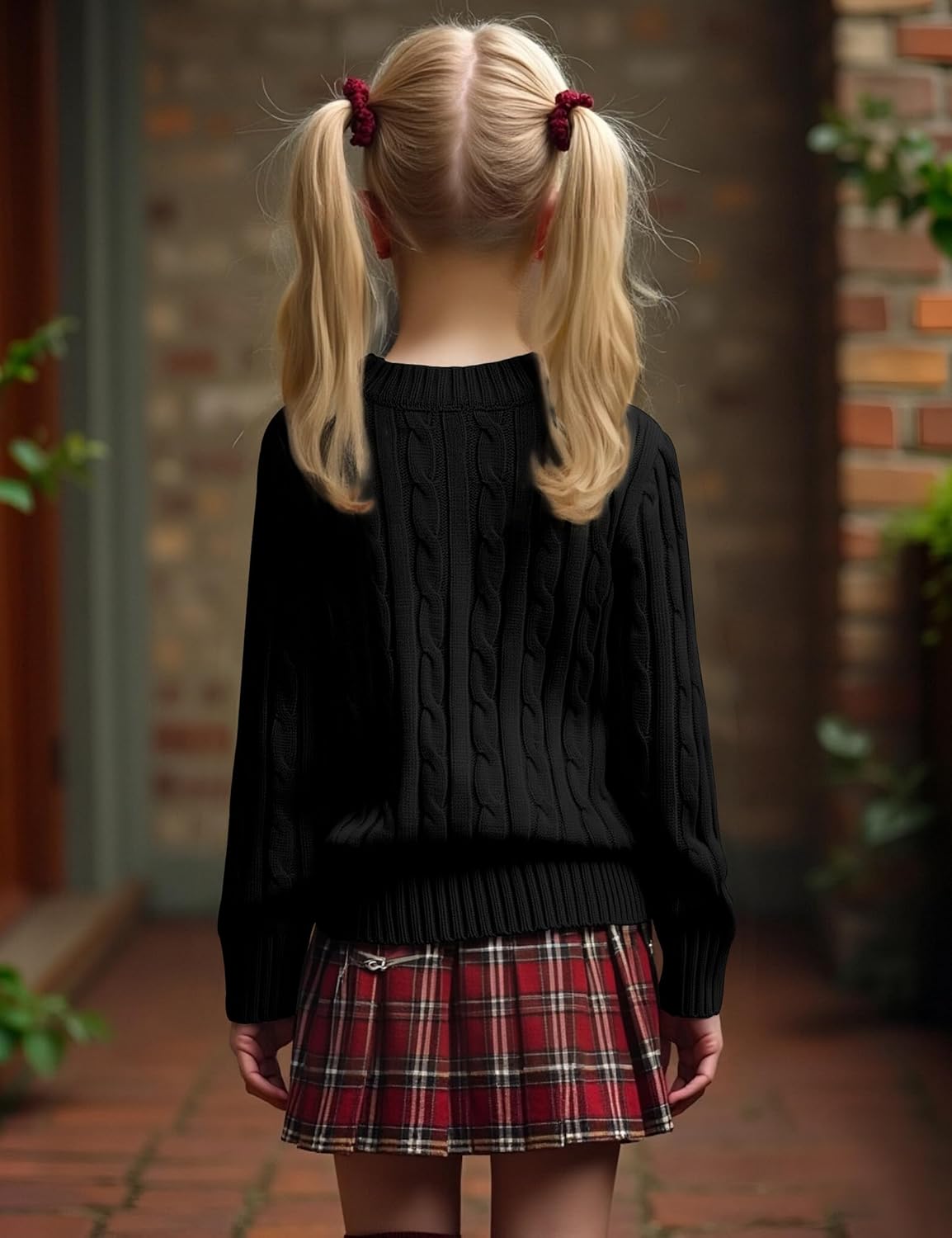 Girls' Sweaters Casual Long Sleeve Cable Knit Pullover Sweater Kids Fall Winter Crew Neck Jumper Top - Image 2