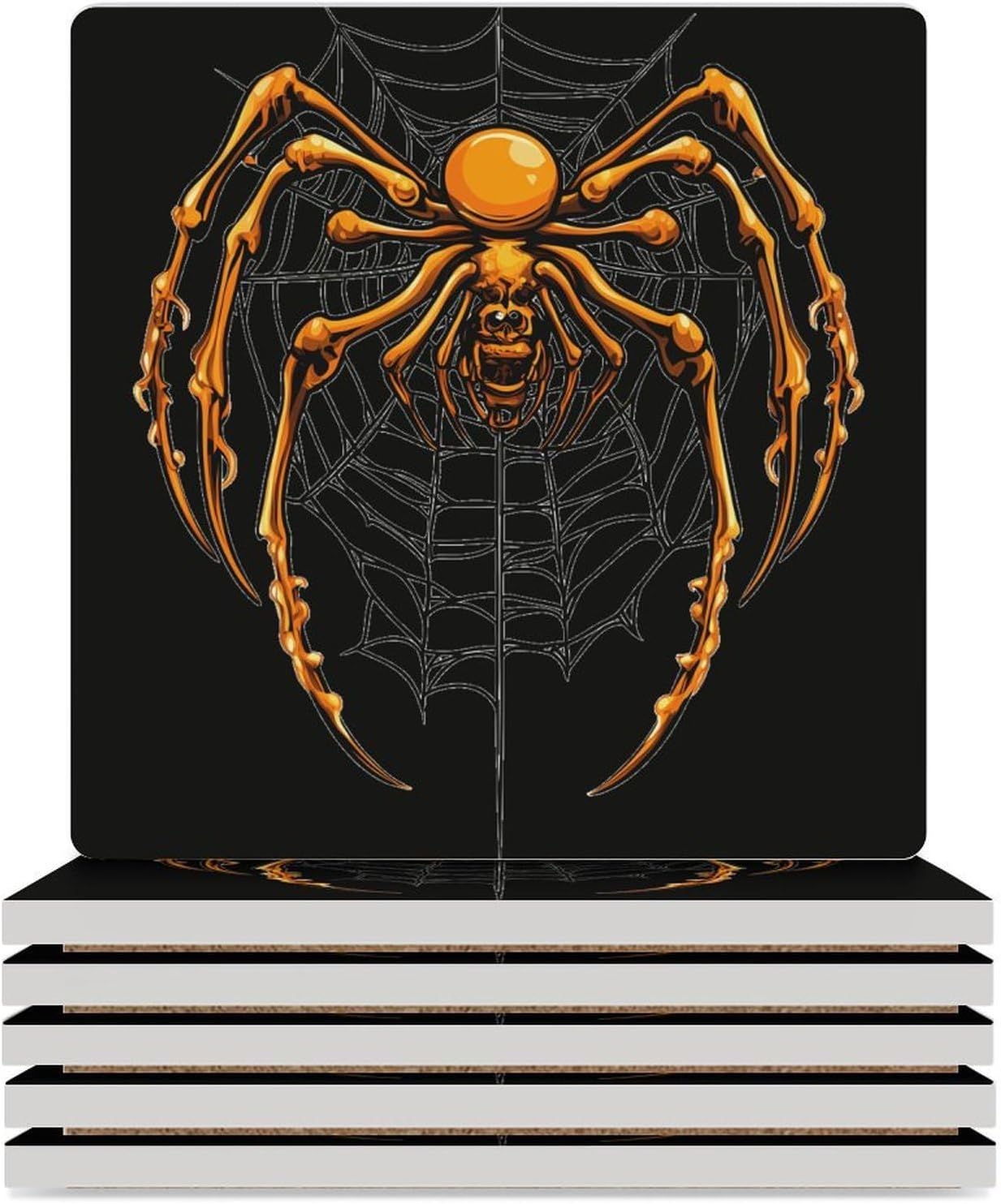 Halloween Spider Webs Ceramic Coasters Square Drinks Coaster Coffee Table Decor Table Coaster for Home Bar