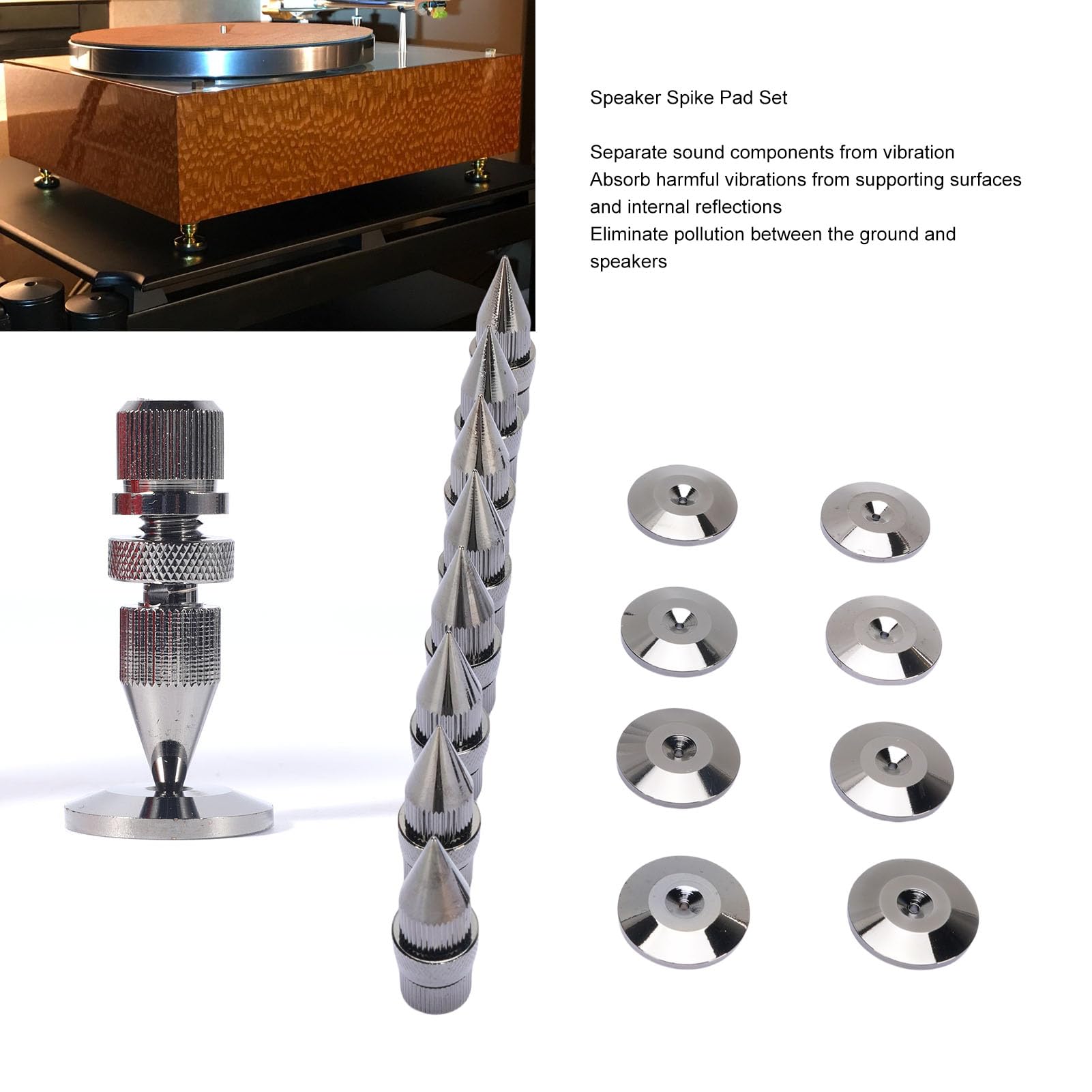 Cocoarm Juego de Almohadillas para Altavoces, Pies de Aislamiento de Sonido con Absorción de Impacto Ajustables de Cobre para Altavoces y Subwoofers
