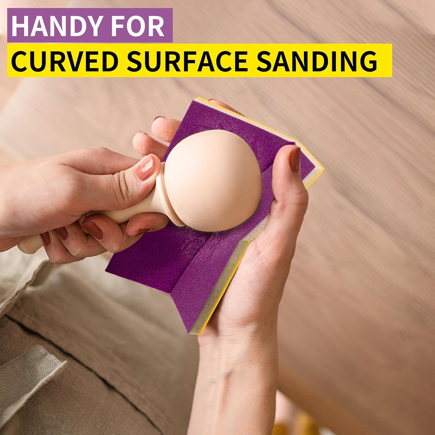 3 x 4 Inch Hook and Loop Sanding Sponge Purple Alumina Abrasive Sanding Pads Flexible Softback 150/180/220/320/400 Grit Wet or Dry Sand Paper Reusable Hand Sanding Block for Wood Metal Drywall, 20Pcs