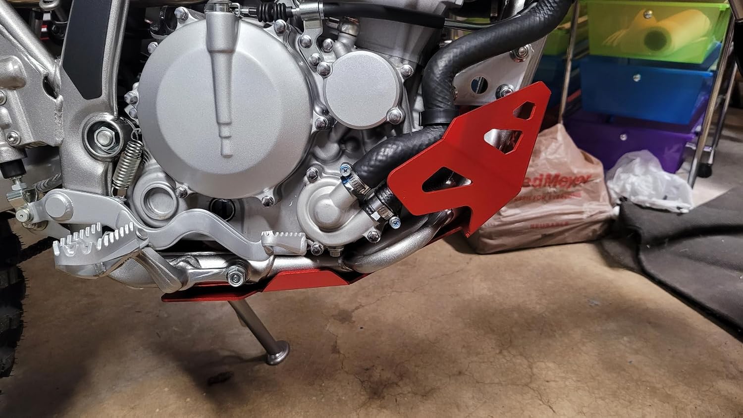Skid Plate Compatible with KLX250 /250S/250R KLX300 KLX300R KLX300SM D-Tracker/X, Front Skid Plate Engine Mud Guard Cover(Red)