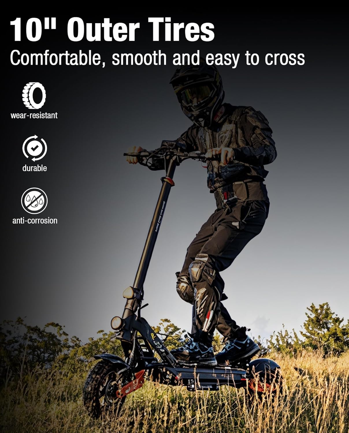 Juego de 2 neumáticos exteriores de 10 pulgadas y tubo interior compatible con Kukirin G2 MAX / G2 Master Kickscooter, 255 x 80 neumático de repuesto antideslizante y resistente al desgaste, 10 x 2,5