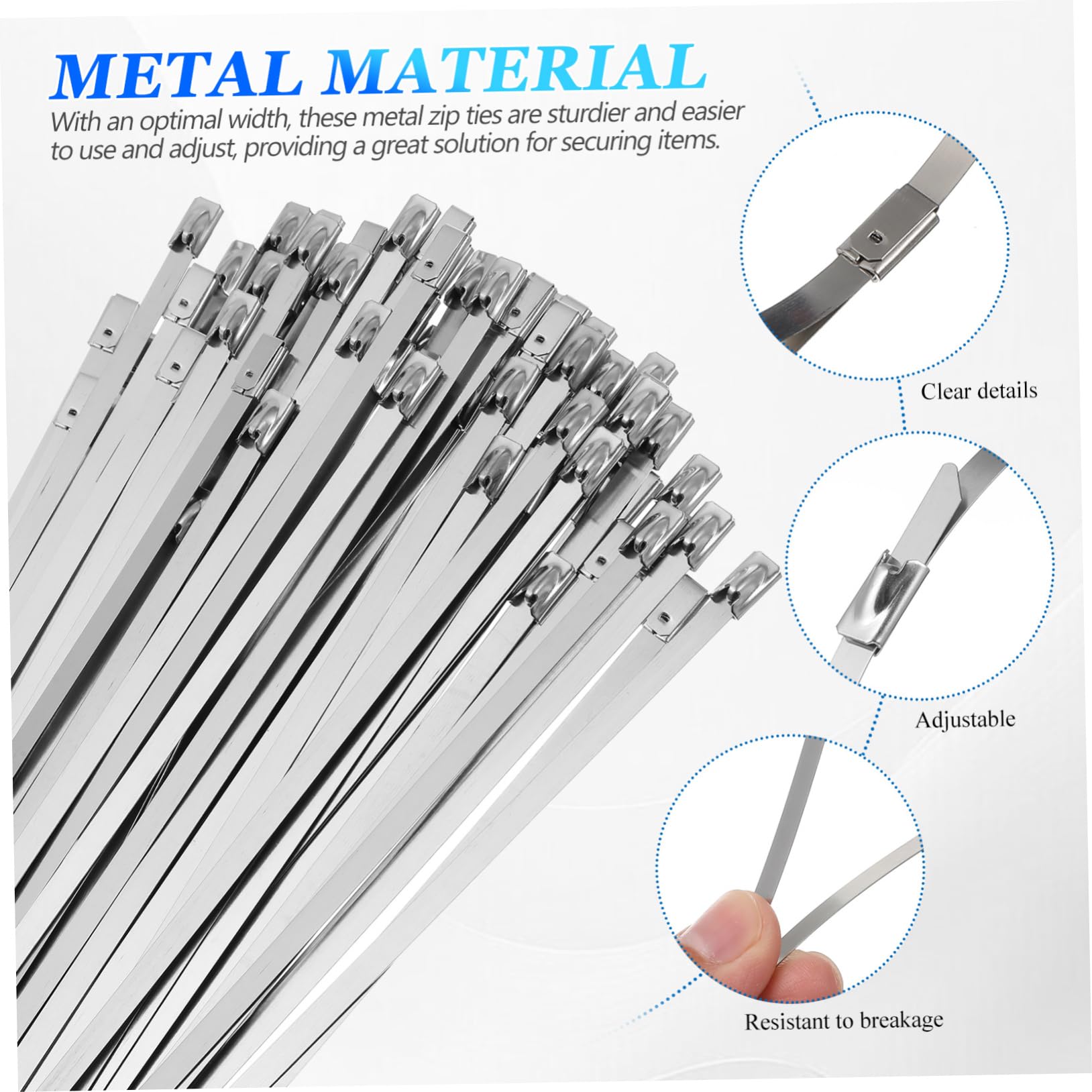 jojofuny 500 Bridas de Acero Inoxidable 304 Resistentes y Versátiles para Fijación de Cables en Vehículos y Entornos Industriales Acabado Plata