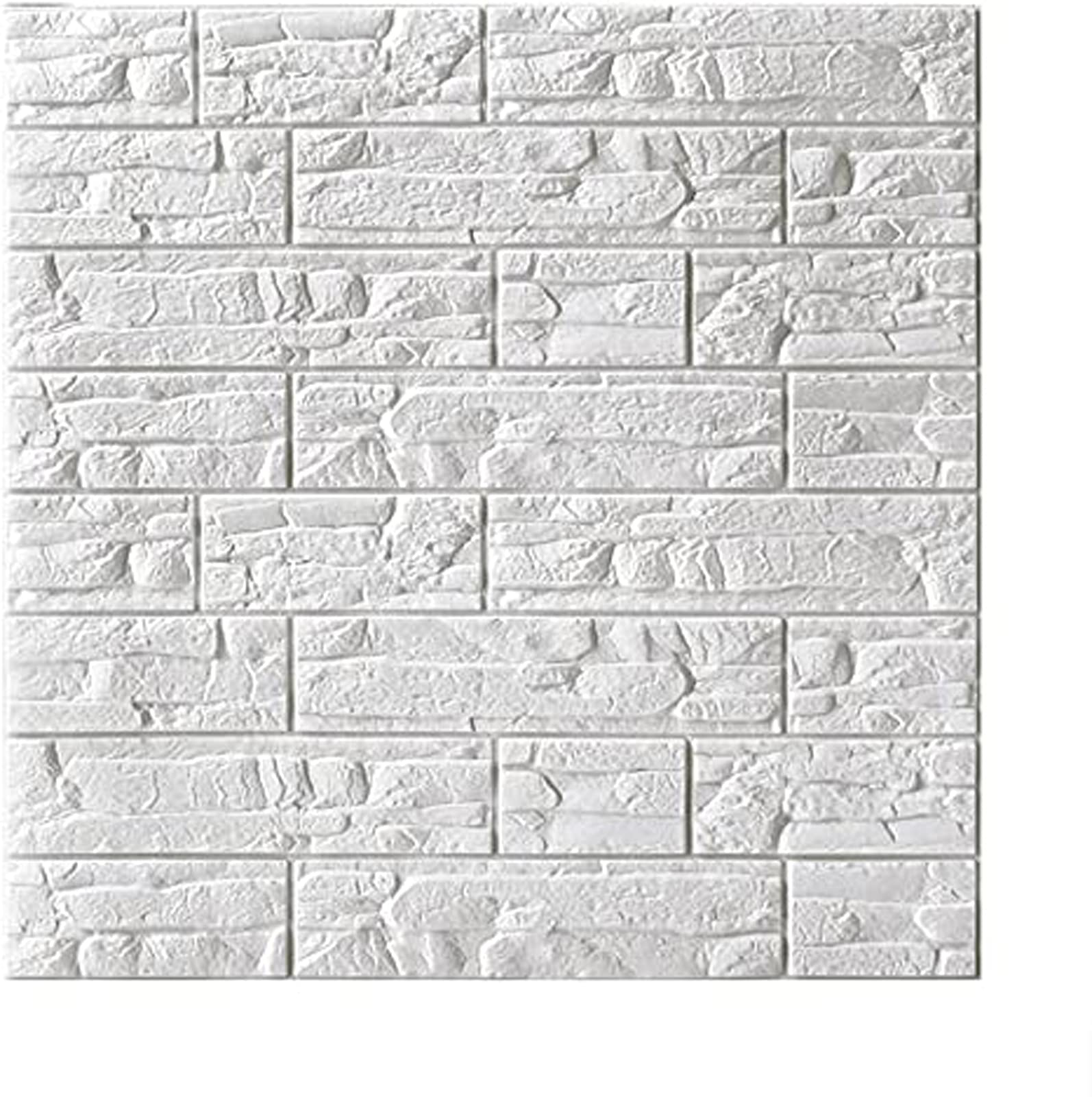 Papier peint brique blanche étanche et lavable pour cuisine 20 dalles