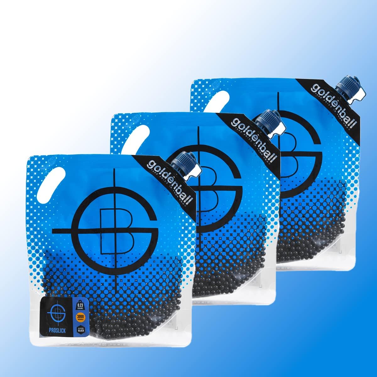 GoldenBall Seamless 0.23G Airsoft BBS - 3000rd Bag - Black x3