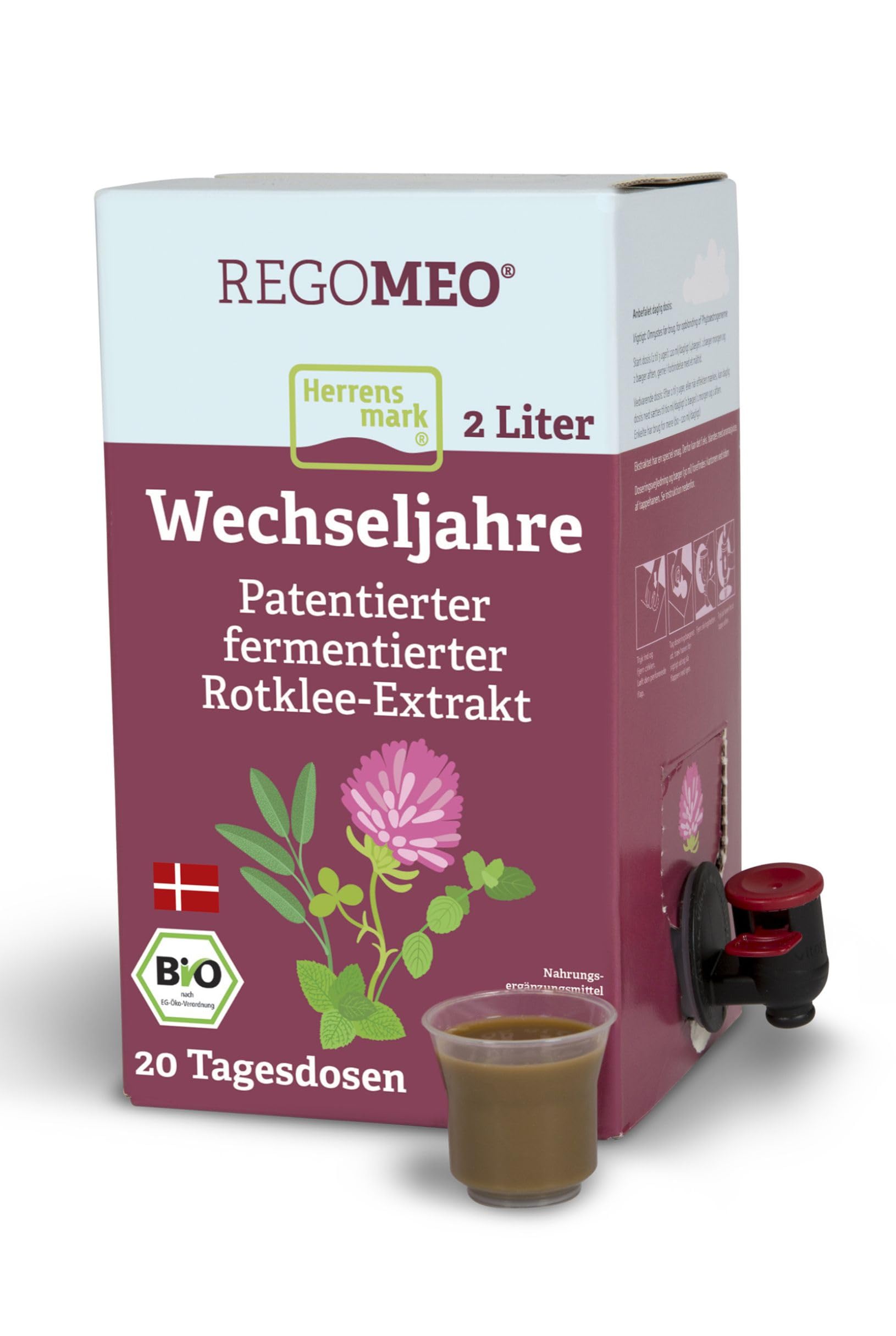 REGOMEO Rotklee-Extrakt 2 Liter für die Wechseljahre I Rotklee für Ruhe & Ausgeglichenheit in der Menopause I unterstützt bei Müdigkeit, Schlaflosigkeit & Hitzewallungen I mit pflanzlichem Östrogen