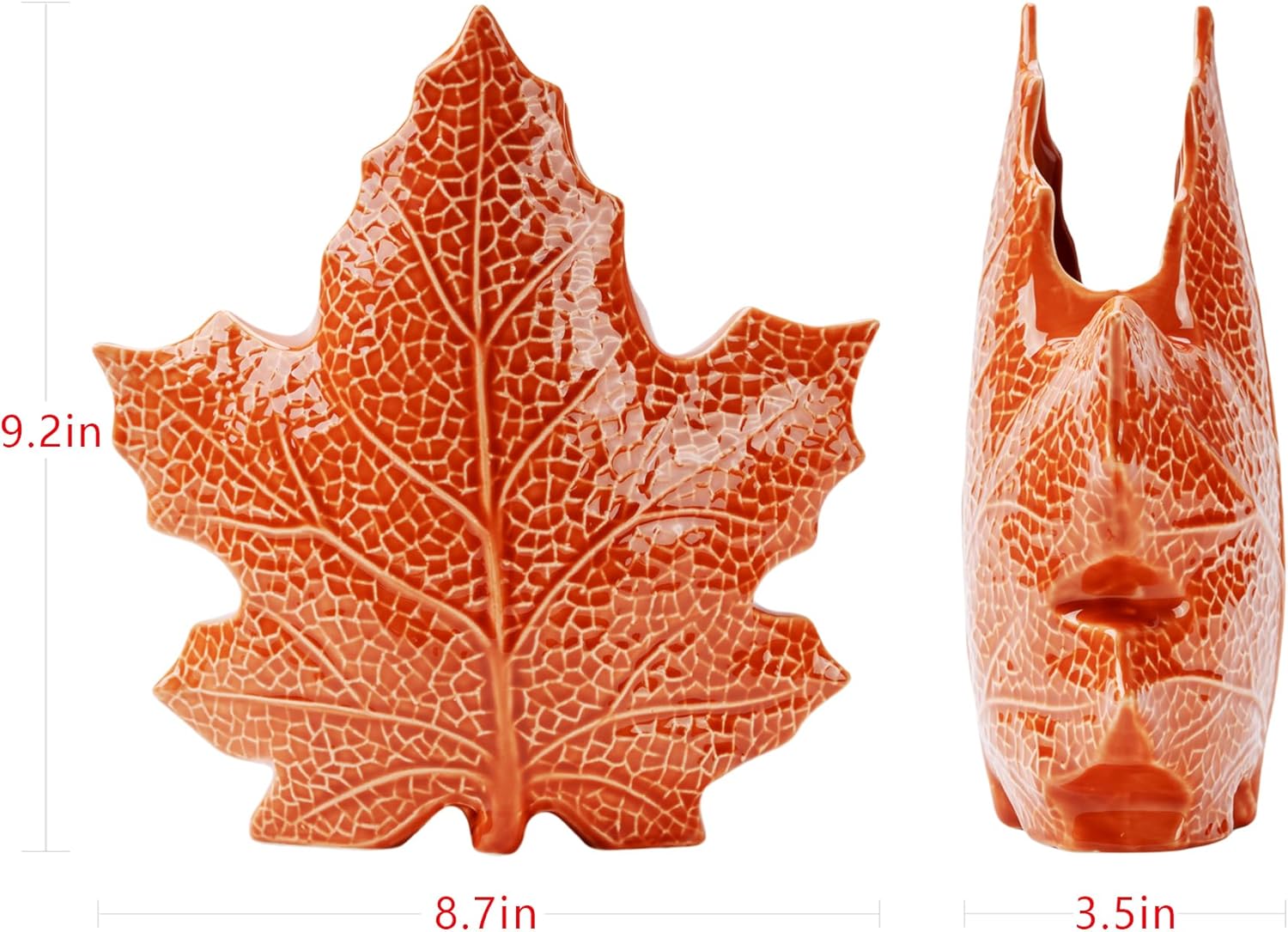 Fall Maple Leaf Ceramic Vase, Farmhouse Fall Home Decor Flower Vase for Coffee Table Centerpiece, Living Room & Dining Room Decorative