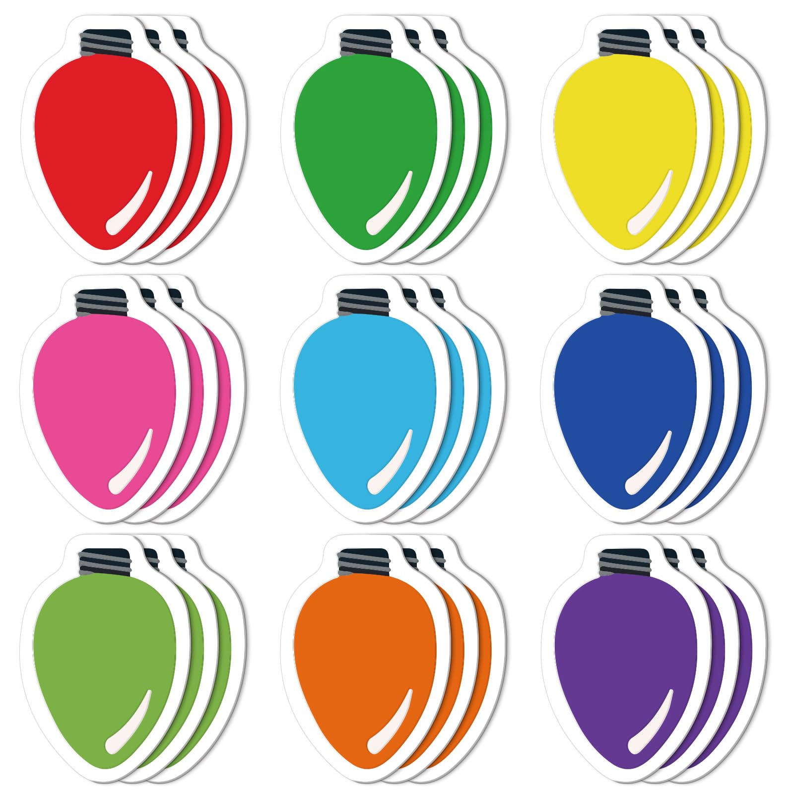 27Pcs Christmas Notepad Set 9 Styles Colorful Xmas Light Bulb Shape Sticky Notes Holiday Decorative Memo Pad Notes Removable for Home Office School