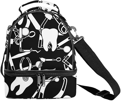 Love Tooth Dentist Herramientas dentales Impreso Bolsa de almuerzo de doble cubierta Lonchera térmica para mujeres hombres trabajo al aire libre disponible en Yaxa Venezuela