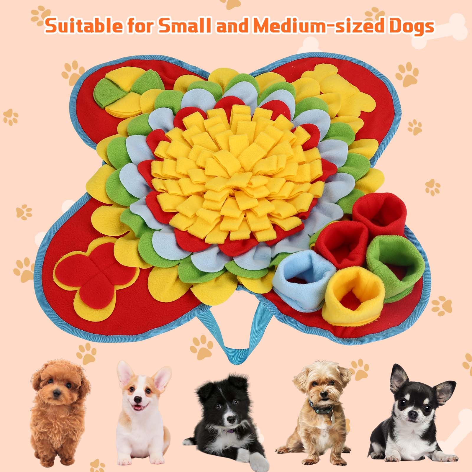 Yummy Sam Alfombrilla para olfatear para perros pequeños y medianos, 2 en 1, portátil, interactiva, para entrenamiento de olores de nariz, con juguetes de rompecabezas para estimular el aburrimiento,