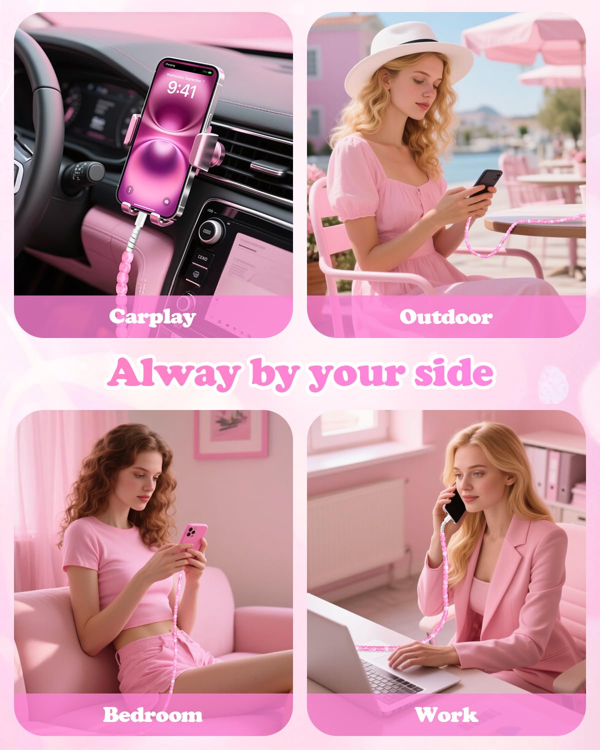 Cable USB para iPhone 16, cable de carga rápida de 66 W, cable USB C a USB C de 3.3 pies, elegante y duradero, con cuentas, cargador tipo C, para niñas y mujeres, para iPhone 15, Samsung S25, S24