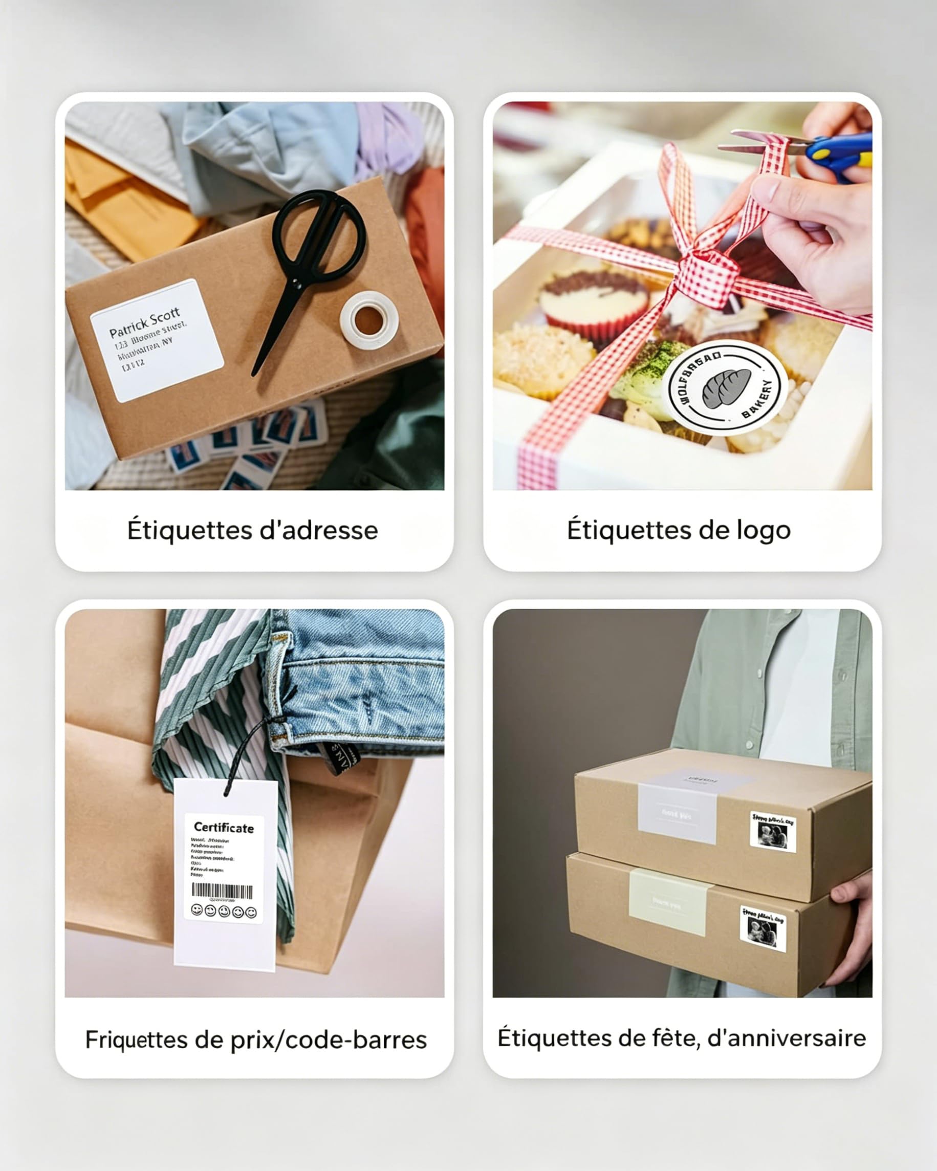 Phomemo M220 Imprimante d'étiquettes Bluetooth Étiqueteuse Imprimante Etiquette - Portable Thermique Convient pour Bureau,Transport,Câble,Boutique,Code à Barres,Compatible avec Phones & PC