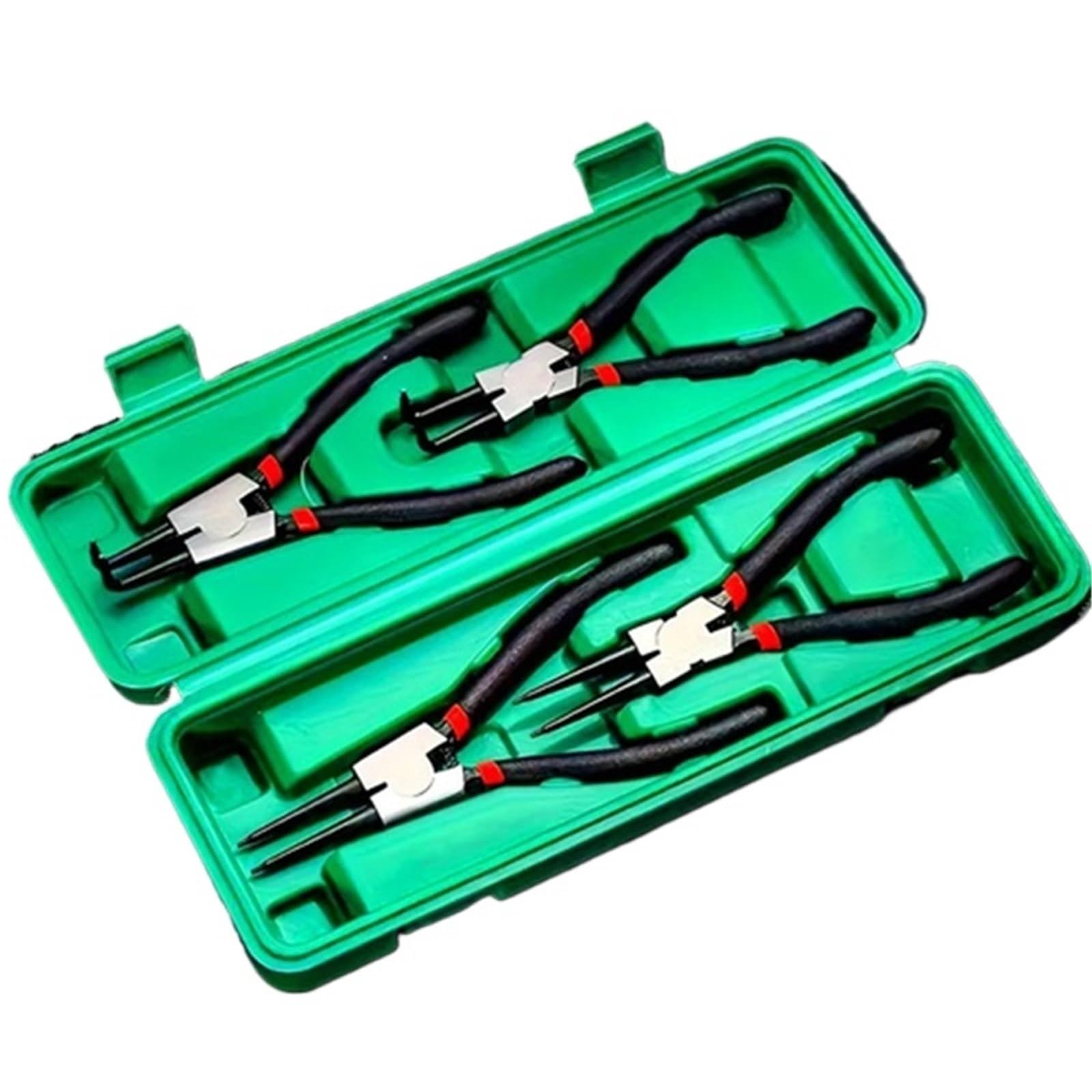 Mdsiokhj 4Pcs With Box Snap Ring Plier 4Pcs 7In Circlip Plier Long Nose Plier/Staight Bent Inner Outer Staight Plier/Retaining Snap Ring Remover(4Pcs With Box)