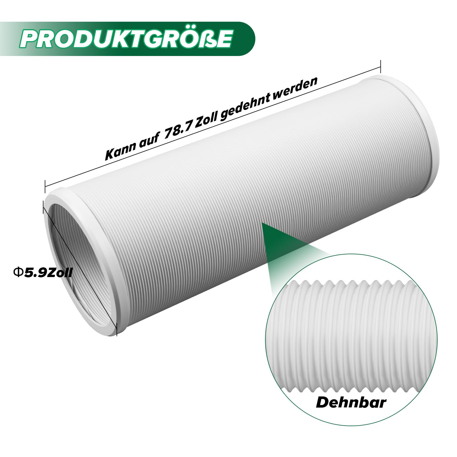 Manguera de aire acondicionado de 2 m, diámetro de 15 cm, manguera de escape de aire acondicionado, para unidades de aire acondicionado, secadoras, deshumidificadores