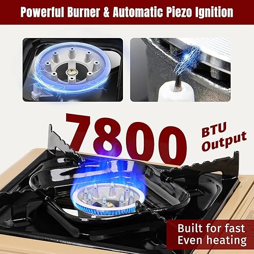 Miniatura 4 de SHINESTAR Estufa de campamento de combustible dual con compatibilidad con butano y propano, estufa portátil para cocinar al aire libre, manguera