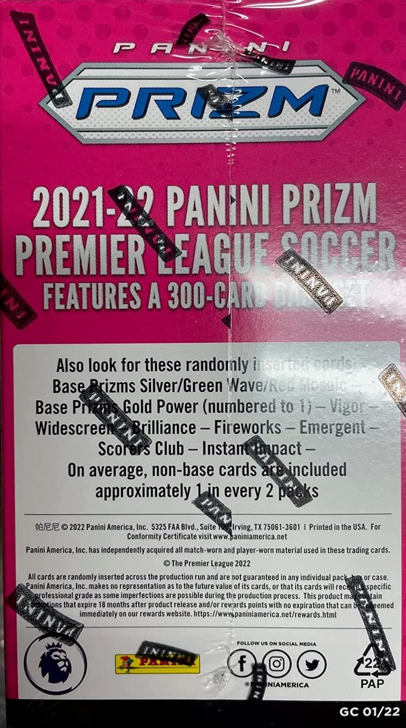 Panini Cartas coleccionables de la Premier League Soccer Blaster Box 2021-22 (6 paquetes por caja, 4 tarjetas por paquete)