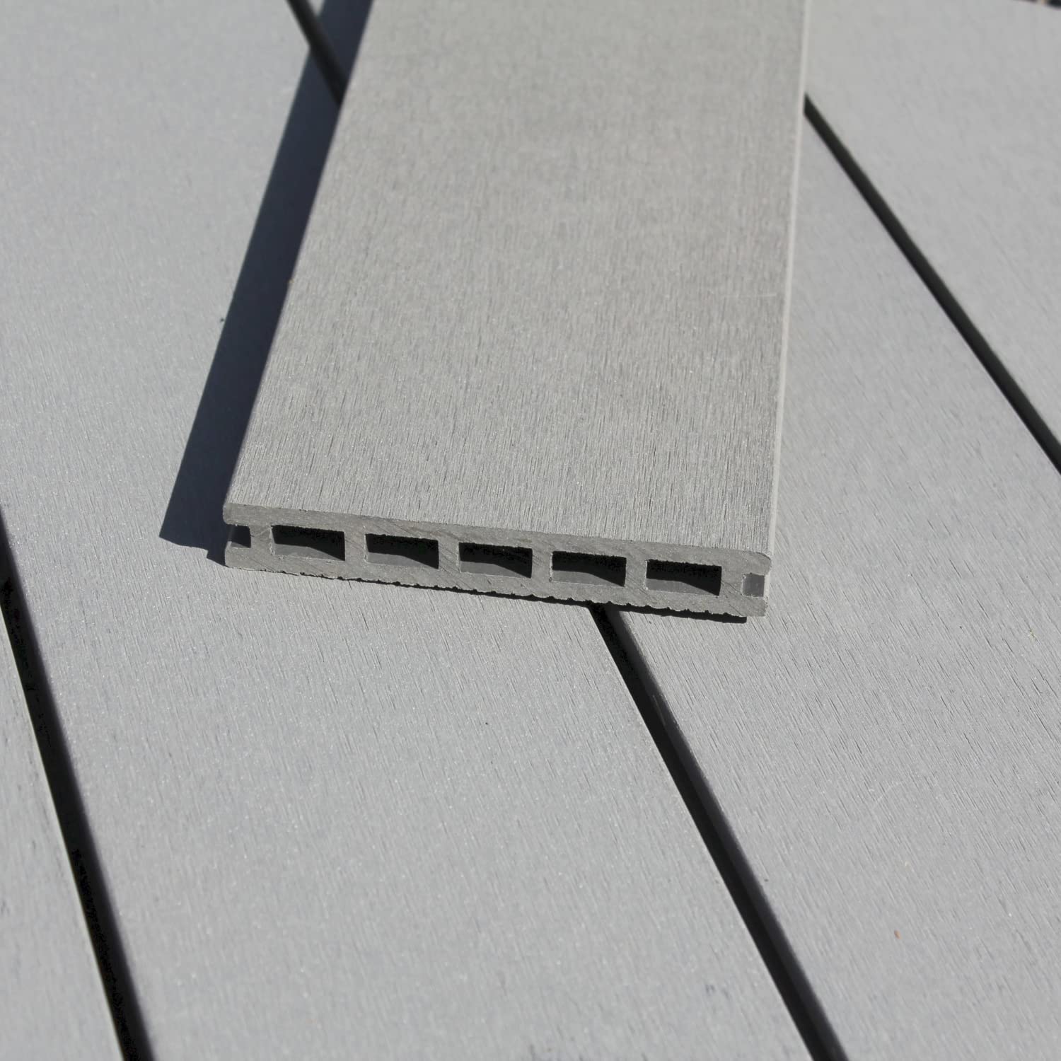 WPC Terrassendielen 22 x 140 mm - Terrassenboden Dielen Komplettset Terrassen-Bausatz mit Unterkonstruktion & Terrassen-Schrauben & Clips - Dielenlänge: 4m, Farbe: Grau | Fläche: 9m²