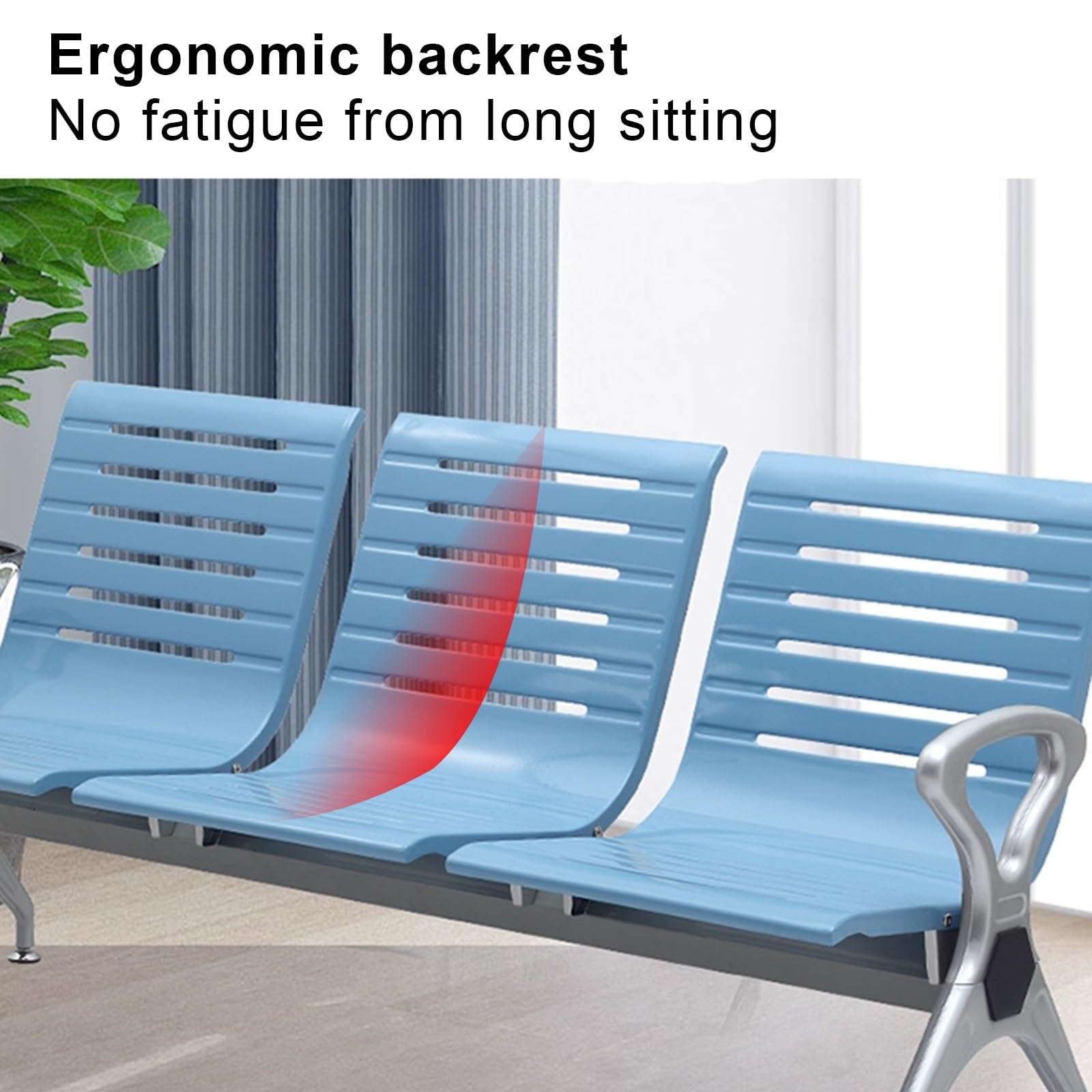 Generisch Wartezimmerbank mit Rückenlehne und Armlehnen – Robuste Empfangssitzbank für Kliniken, Flughäfen, Krankenhäuser und Salons – Platzsparendes Design