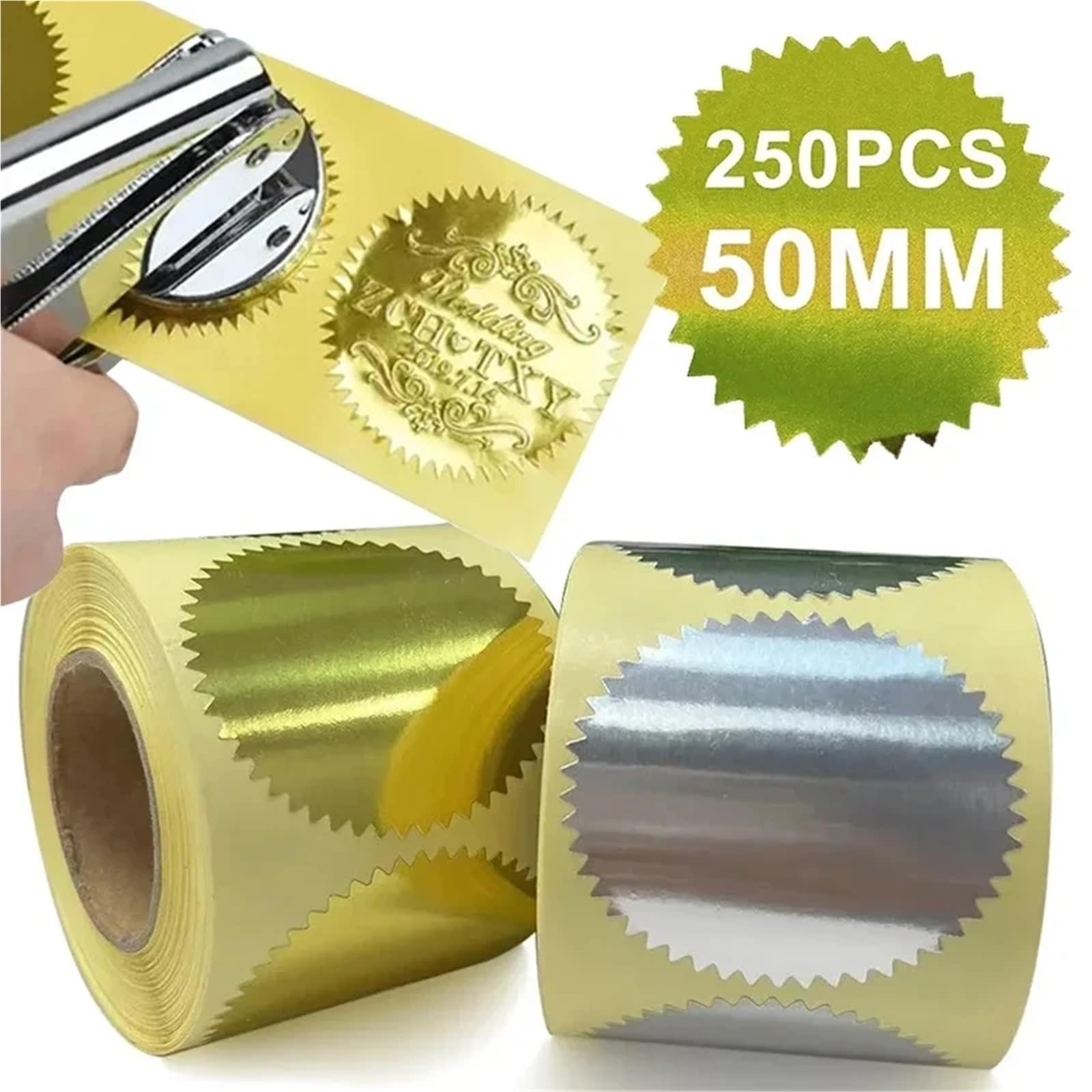 Naklejki wytłoczone 5 rolek pieczęć stalowe tłoczone naklejki 50mm naklejka na przekładnię na metalowy znaczek Scrapbooking Packag prezent(Blue)