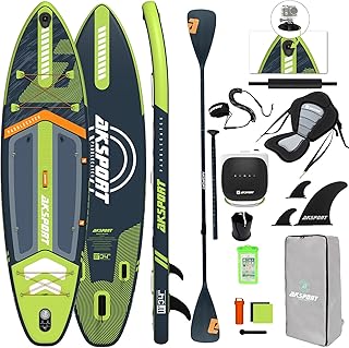 AKSPORT 11' aufblasbares SUP Board mit Premium-Zubehörset 34 Zoll extra breit rutschfeste Deckoberfläche, Stand Up Paddling Board für Erwachsene Jugendliche alle Level