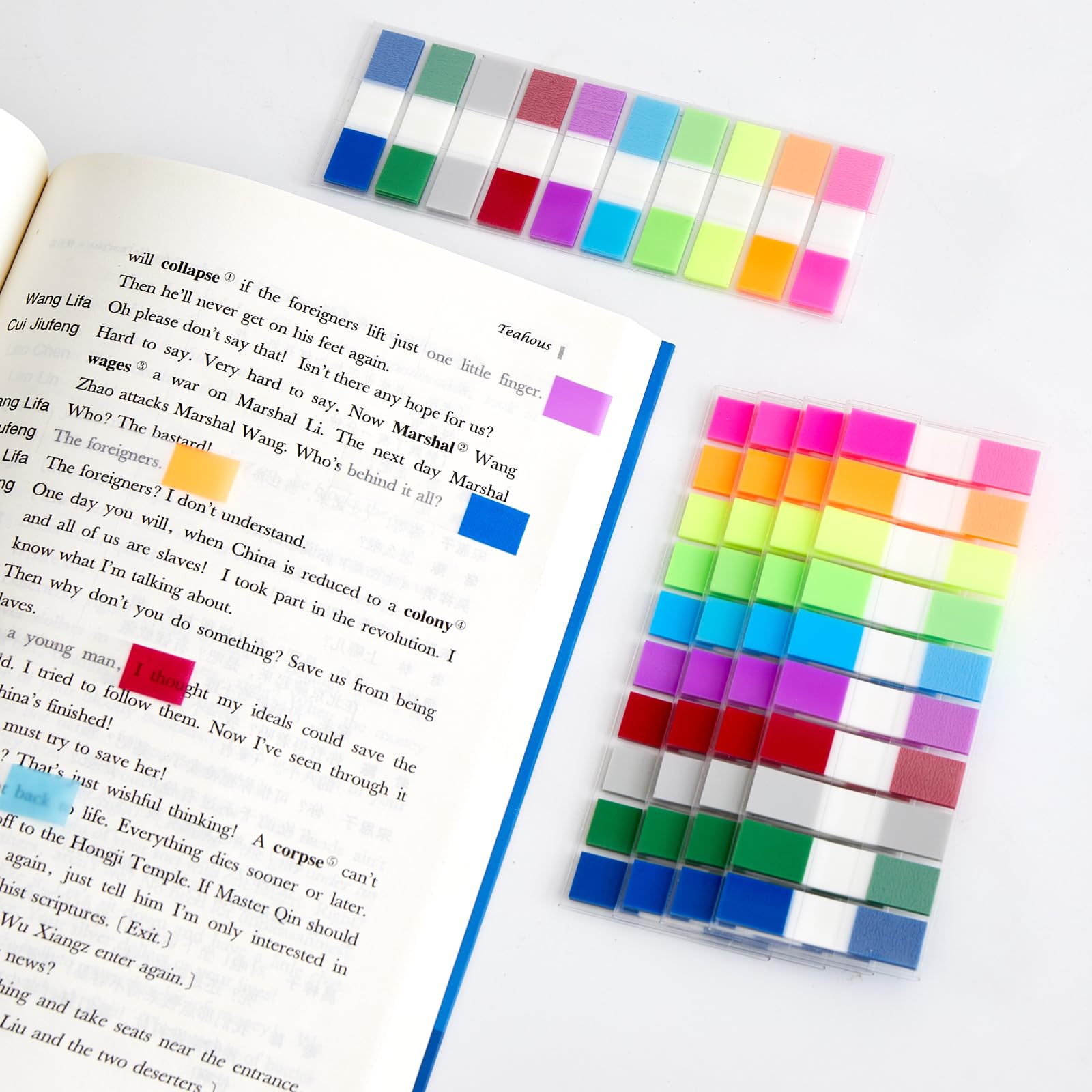 Haftstreifen für Notizen, Seitenmarker, transparent, aufklappbar, beschriftbar, buntes Buch, Index, repositionierbar, Dateiflaggen, Etikett, selbstklebende Trennblätter, Aufkleber für Notizbuch, Büro