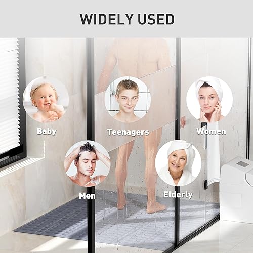 Miniatura 9 de XIYUNTE Alfombra de baño de goma para bañera antideslizante, 36 x 16 pulgadas, tapete de ducha antideslizante para ducha interior, tapete de ducha