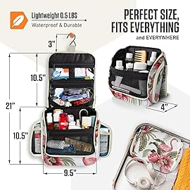 VENTURE 4TH Hanging Travel Toiletry Bag for Women & Men - Travel Organizer with Expandable Compartments & Removable Clear Pouch for Toiletries (Pink Flamingo)