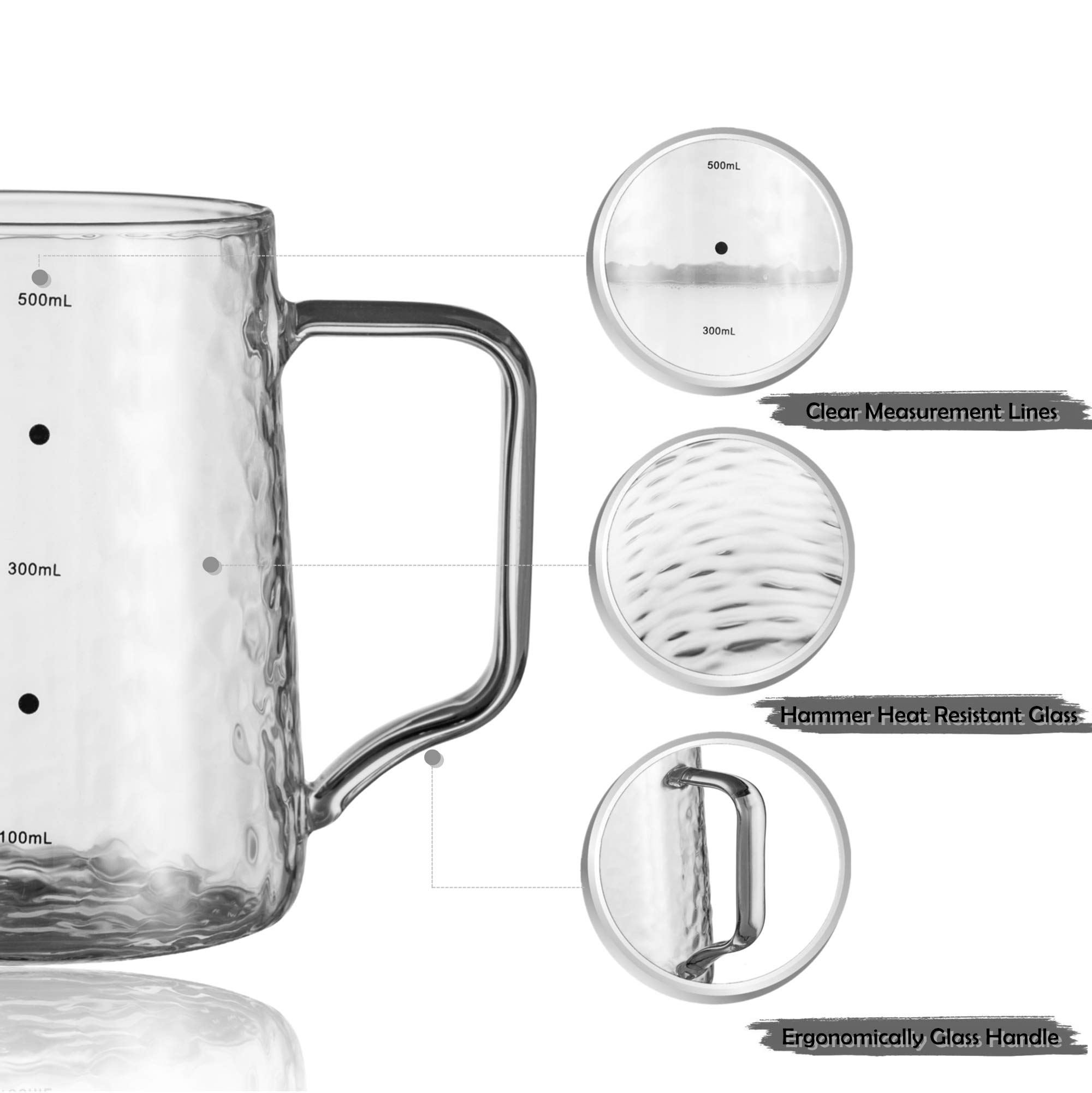 High Borosilicate Glass Milk Frothing Pitcher with Measurement, 20oz