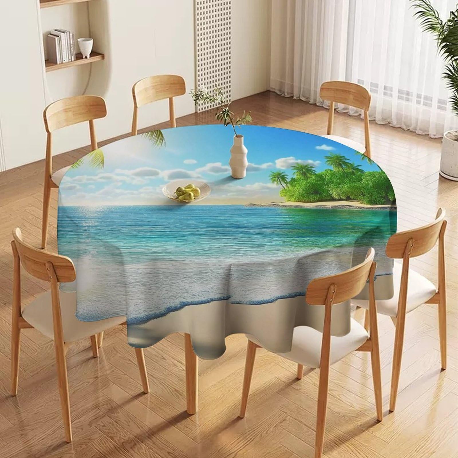 ORDOBO 3D Printed Tablecloth - Garden Scenery Fashion Table Protect Cover Waterproof Wipeable For Kitchen Dinner Garden Dining Home Decoration 152X152Cm