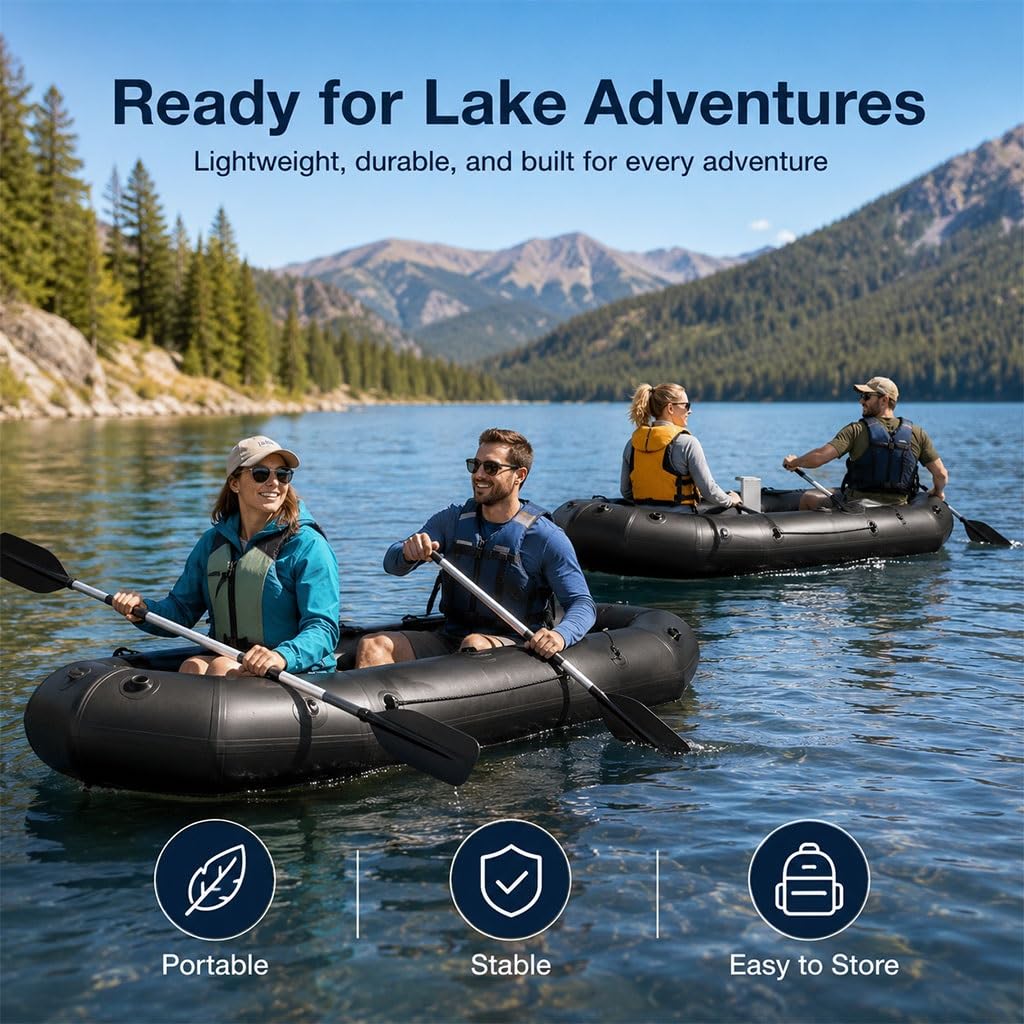 Kayak Inflable con Remos De Aluminio, 3 Cámaras De Aire