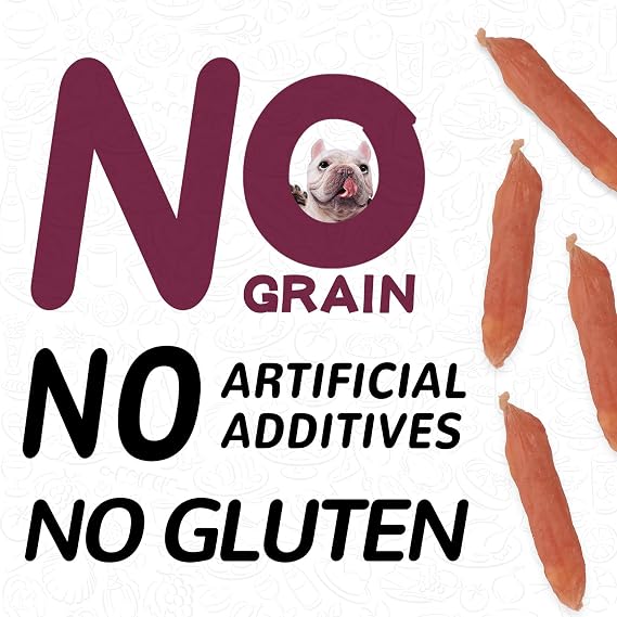 PAWUP Dog Treats Duck Apple Sausage, Salmon Jerky Dog Treats, Natural Dog Duck Jerky Treats w/Taurine