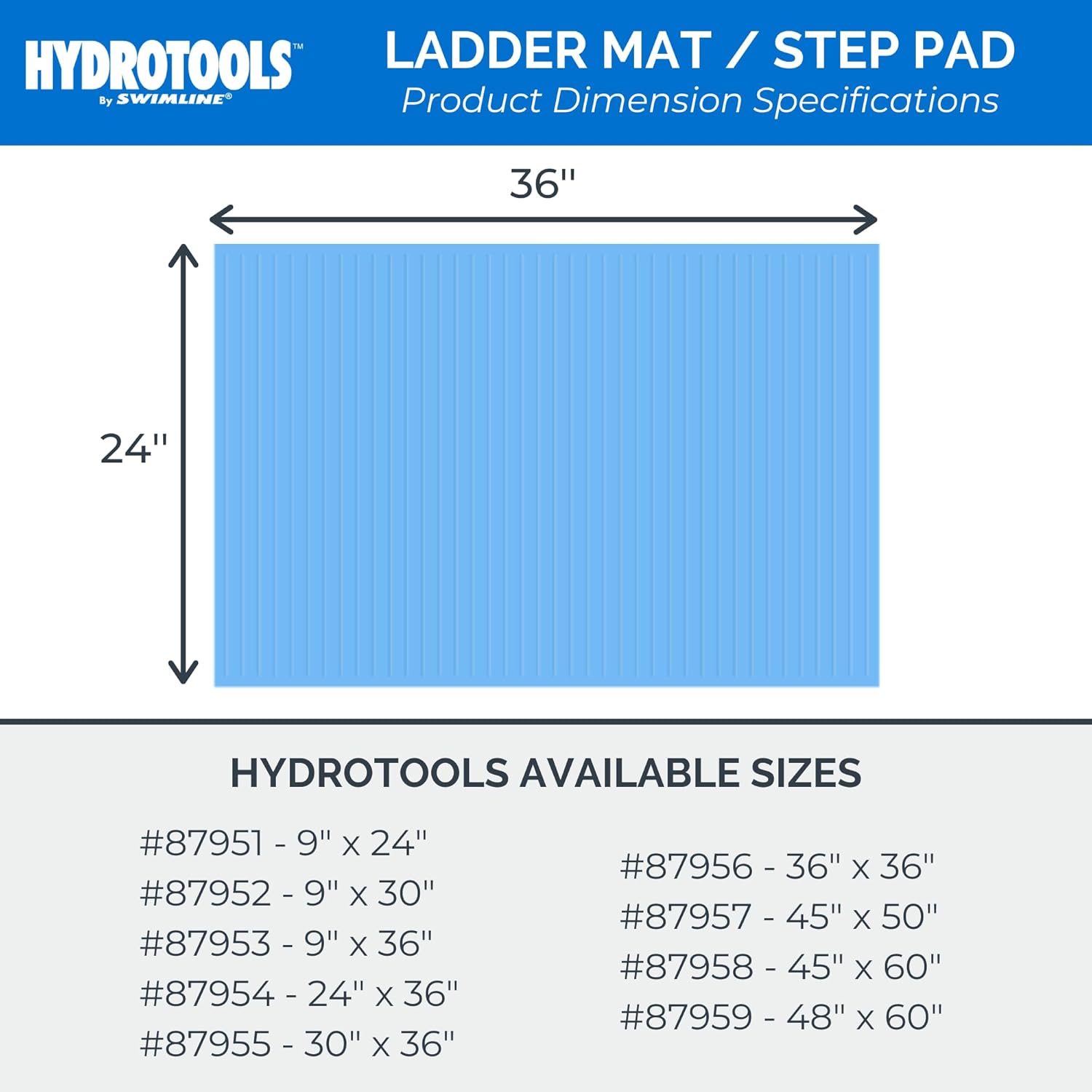 SWIMLINE HYDROTOOLS Protective Pool Ladder Mat for Above Ground Pools – Safety & Stability for Stairs, Steps & Ladders – Premium Durable Material, 24" x 36"