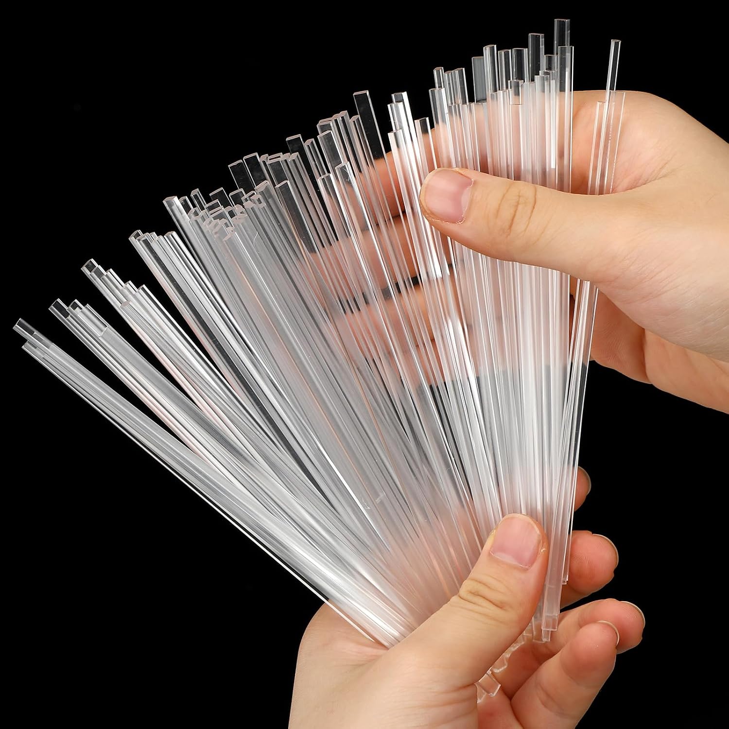 Beeveer 200 Pcs 6" Flat Clear Sticks for Cake Toppers Acrylic Candy Cake Pops Sticks Lollipop Reusable Candy Rods for DIY Cupcake Chocolate Cookie Dessert Decorations