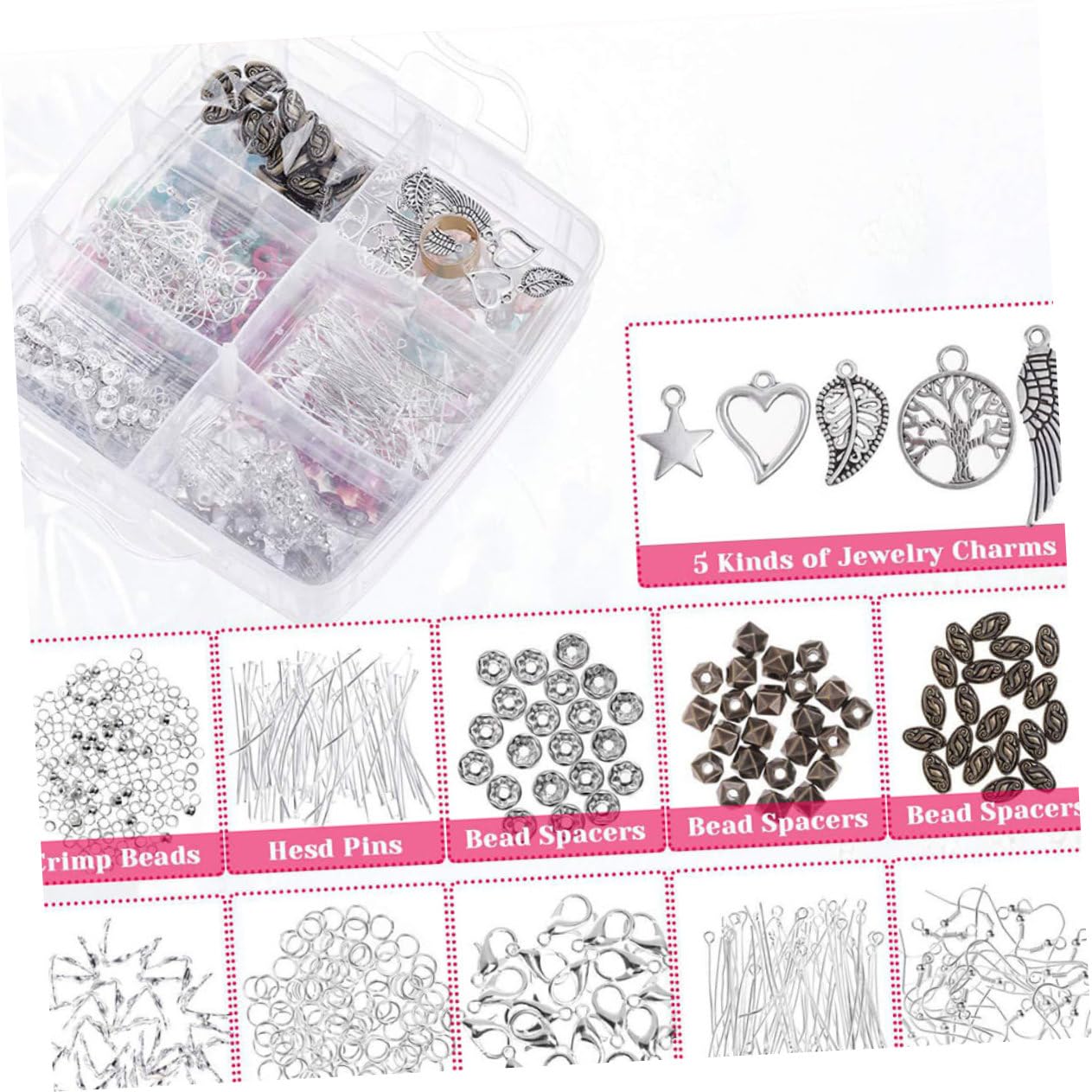 COHEALI Kit per Creazione Gioielli 1186 Pezzi, Set a Tre Strati