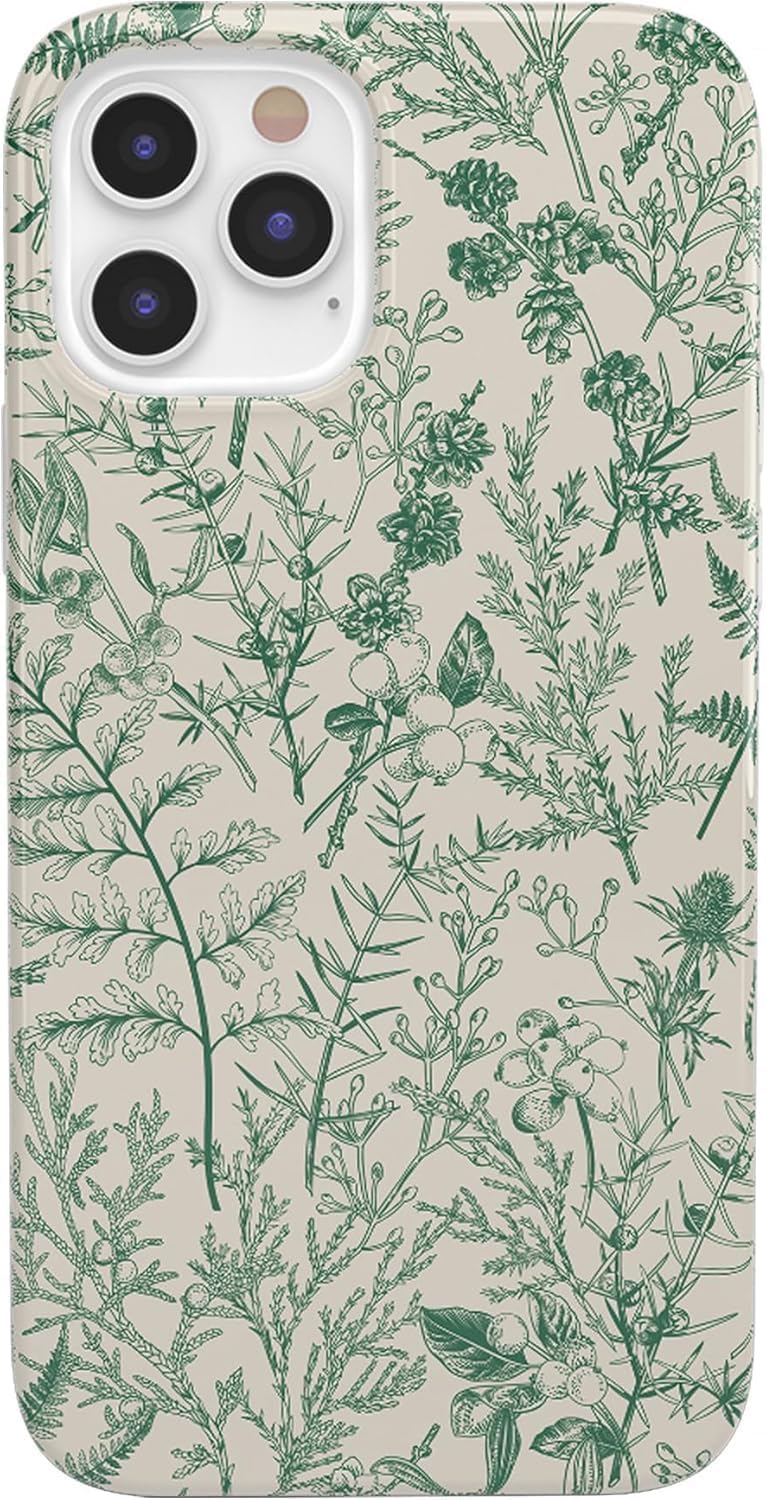 Casely iPhone 12/12 Pro Case | Sage Garden | Green Floral | Classic Ultra Slim Design