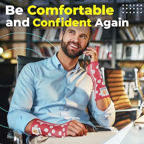 Miniatura 8 de Muñequeras Sparthos Manga de soporte elástico (par) Compresión médica para aliviar el túnel carpiano y el dolor de muñeca, muñequera para hombres y