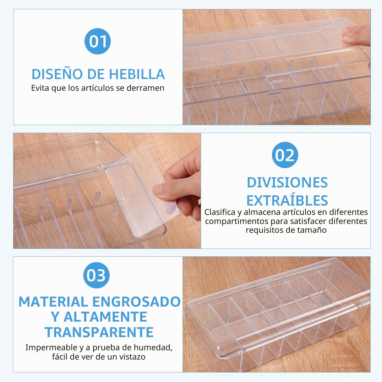 Arvok 2 Piezas Organizador de Cables con Tapa, Caja de Gestión de Cables con 8 Compartimentos Ajustables, Caja de Plástico para Almacenamiento de Escritorio, Guardar y Clasificar Cable de Carga