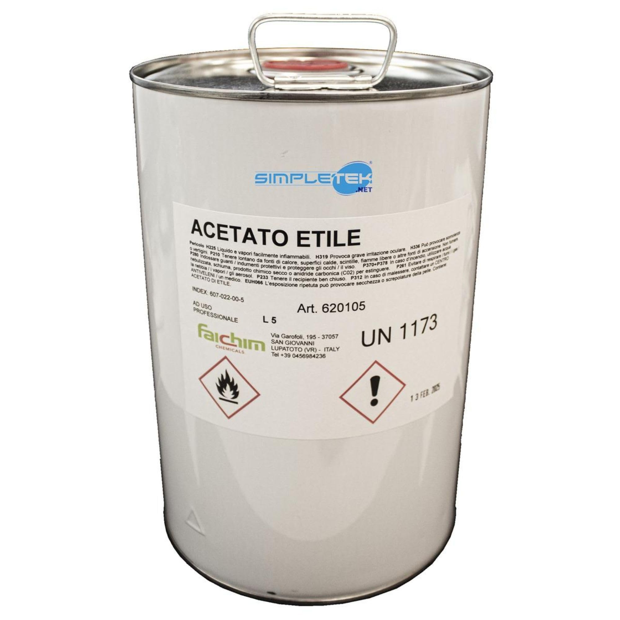 SIMPLETEK - Acetato di Etile 5L per Resine Sintetiche Acriliche Polistirene Restauro (4pezzi, 20L totali)