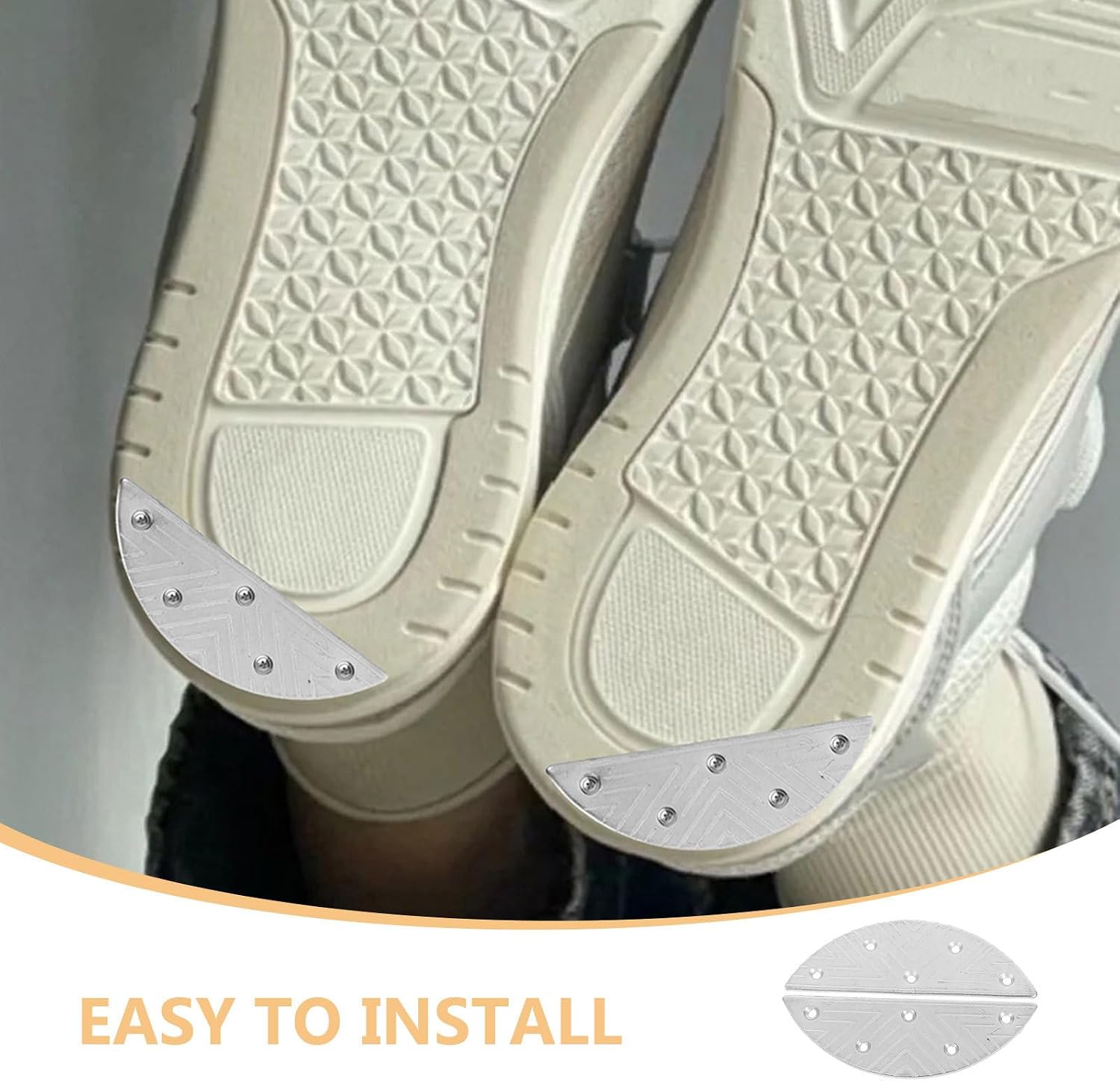 3 Pairs Metal Heel Plates for Boots and Sneakers Silver Iron | Half Moon Shape, Quick Install with Screws, Wear Resistant Repair Pads for Men and Women Footwear