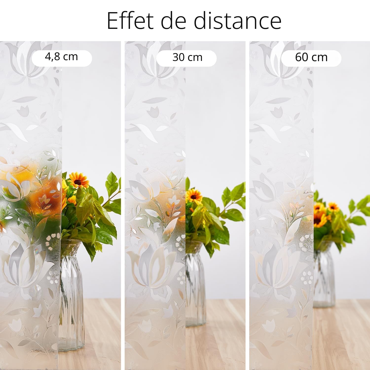 KROMAPOLIS Film Fenêtre Anti Regard Vitrail Tulipe - Électrostatique Anti UV pour Vitre - Vinyle pour Chambres à Coucher et Salles à Manger - 90 * 400cm